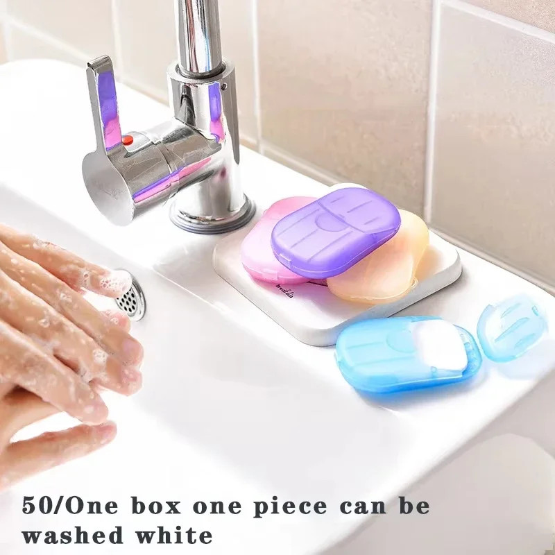 50 Pack Disposable Paper Soap Sheets Travel Size with Plastic Carrying Case