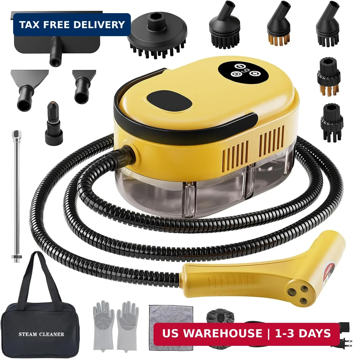Fast Heating Handheld Steam Cleaner – 15-in-1 High Pressure for Home & Car