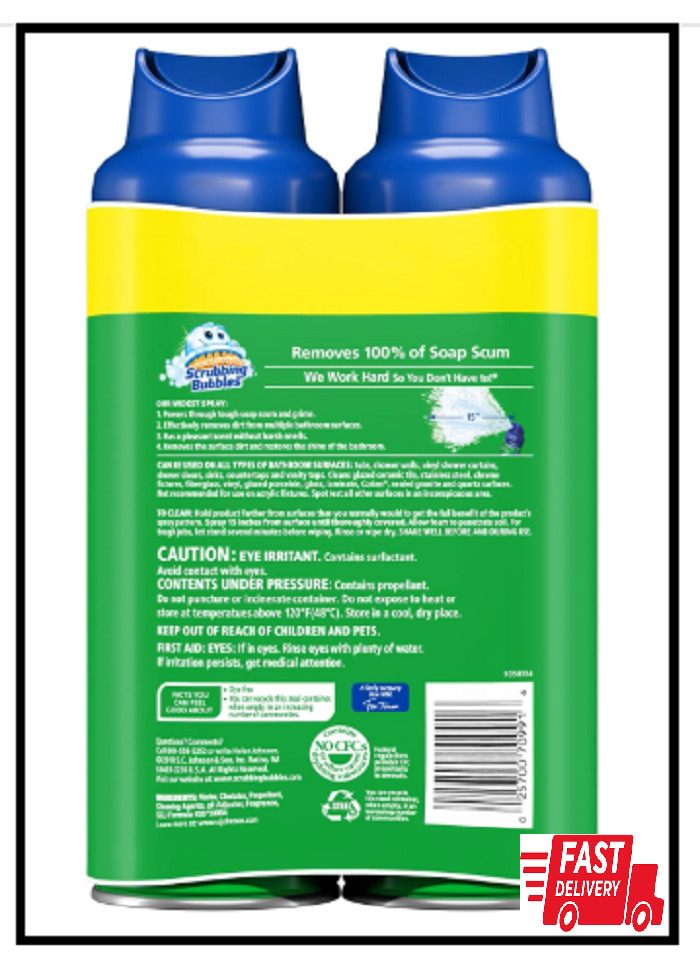 Scrubbing Bubbles Mega Shower Foamer Aerosol, Tough Foaming Bathroom (Pack of 2)