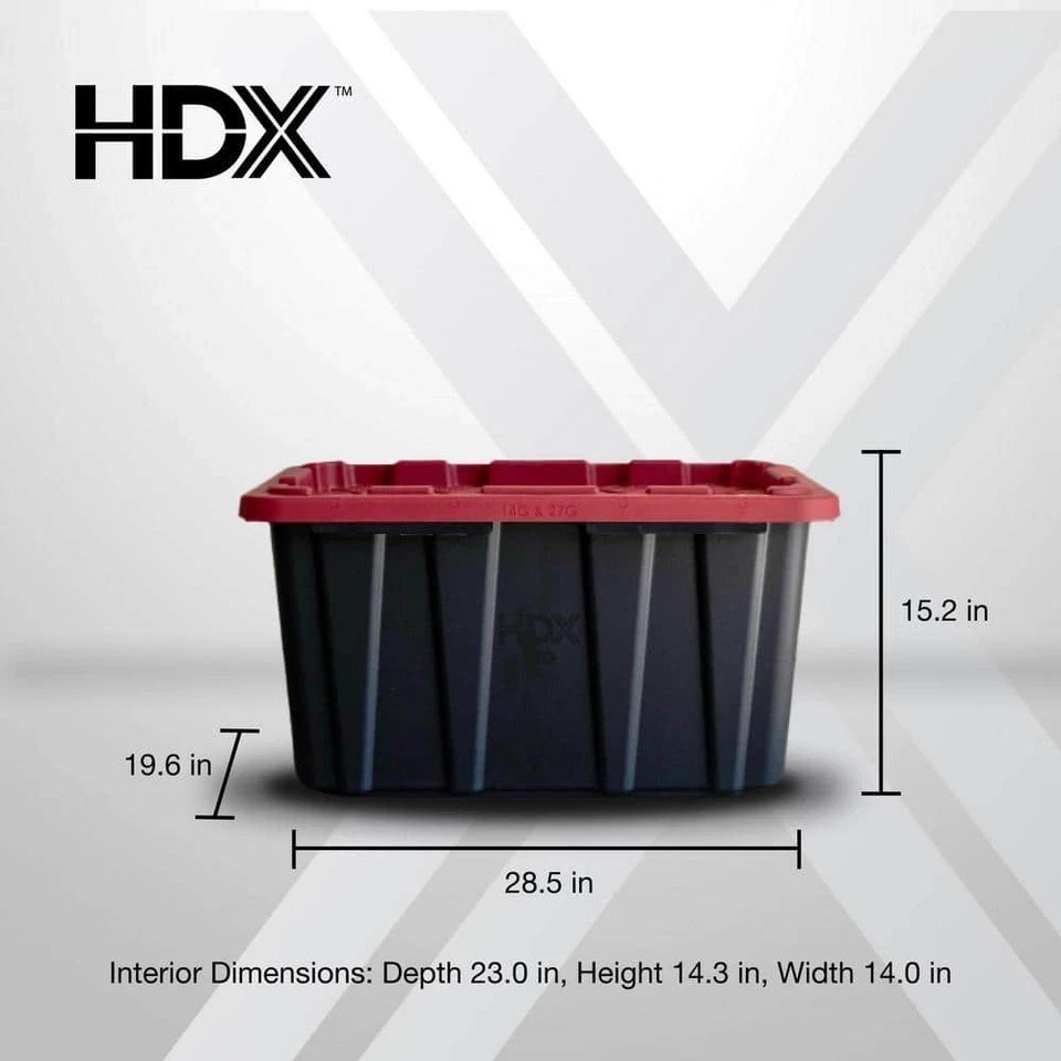 27 Gal. Tough Storage Tote in Black and Red