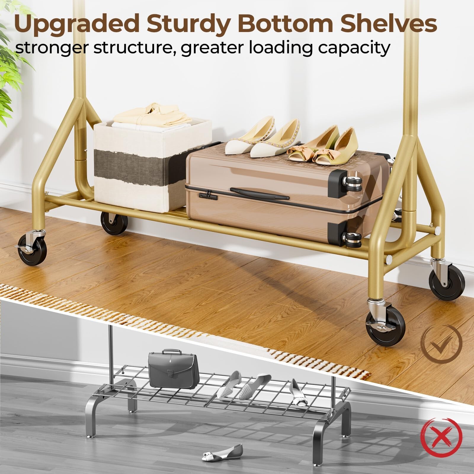 Heavy Duty Clothes Rack Load 450 LBS, Metal Garment Rack, Standing Rolling Cl…