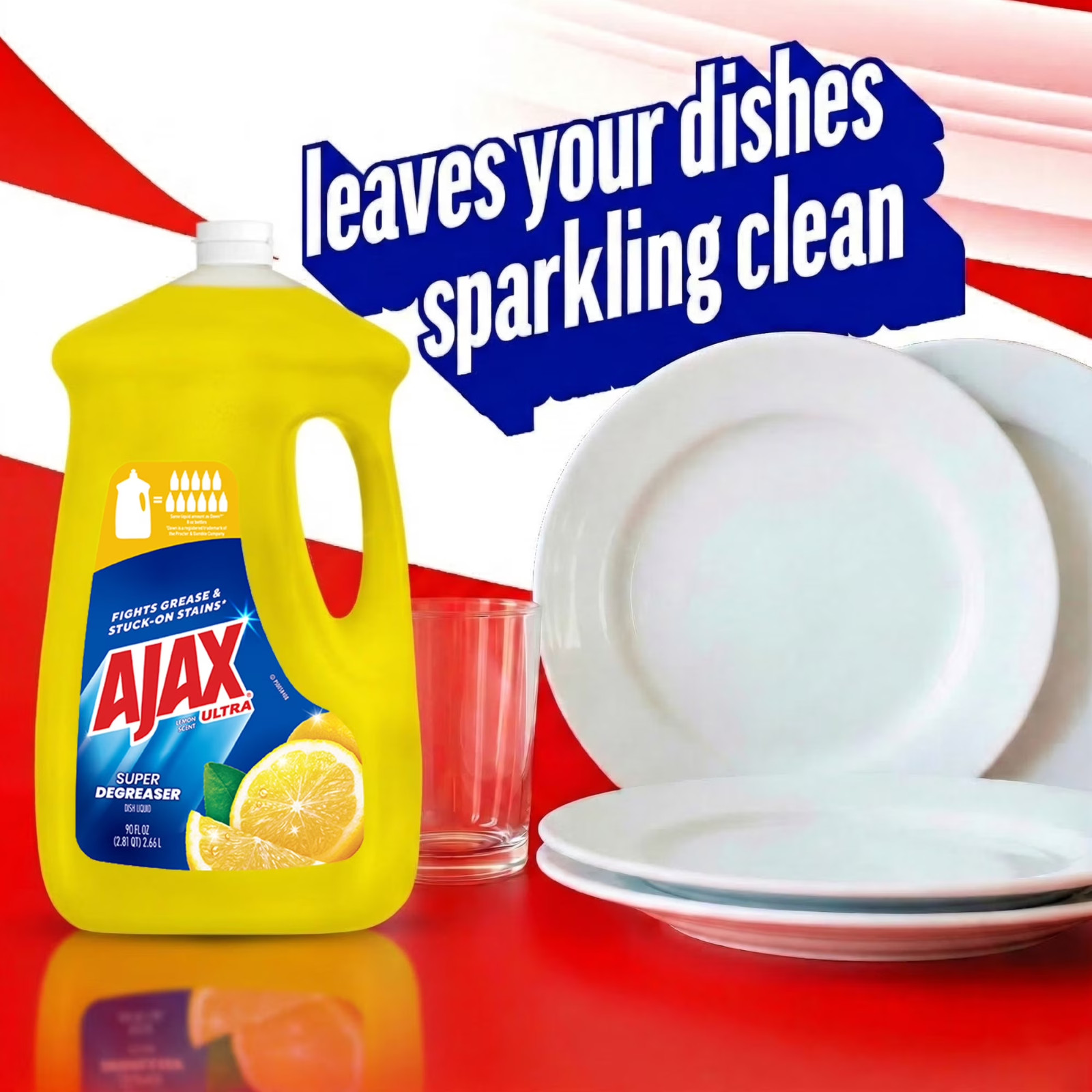 Ajax Ultra Liquid Dish Soap Lemon Scent, Super Degreaser, 90 fl oz Bottle