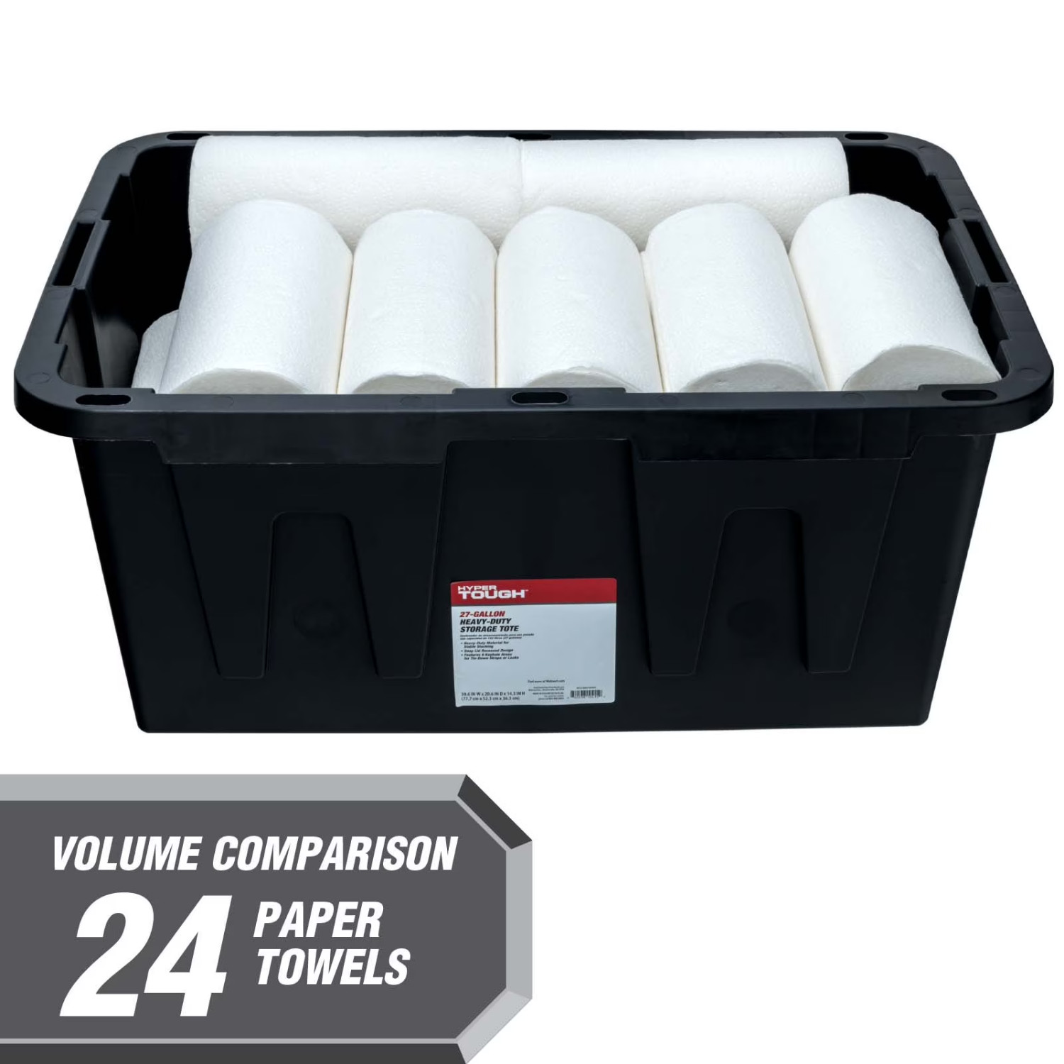 6 Pack Hyper Tough 27 Gallon Snap Lid Storage Bin Black Red Lid Heavy Duty