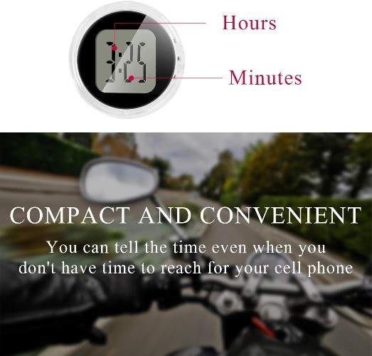 2 PCS Mini Motorcycle Clocks, Waterproof Stick-On 1.1″ Diameter D Color: Black