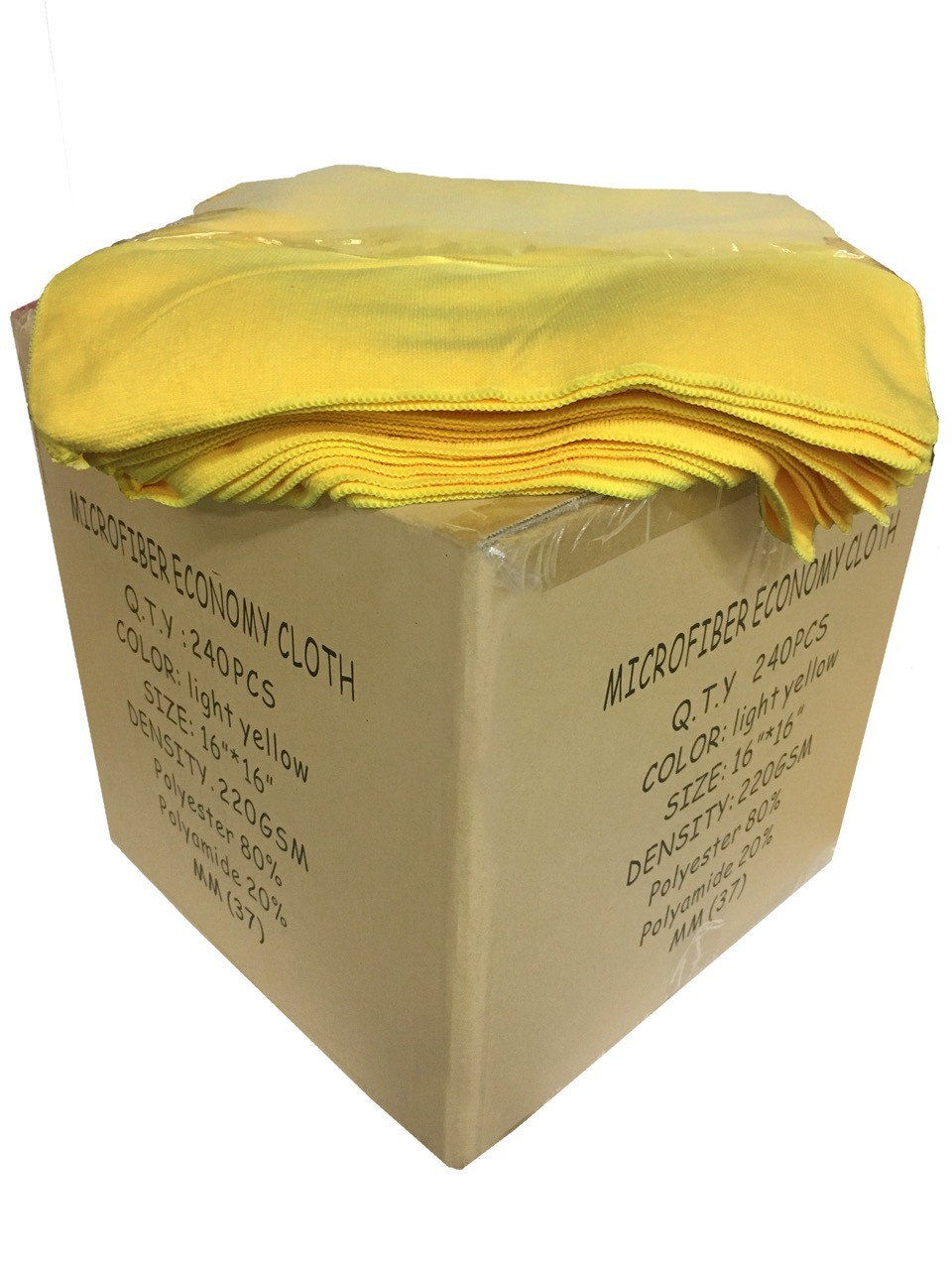 240 Case 16″x16″ Economy Grade Microfiber Cleaning Cloths Towels 220GSM Yellow