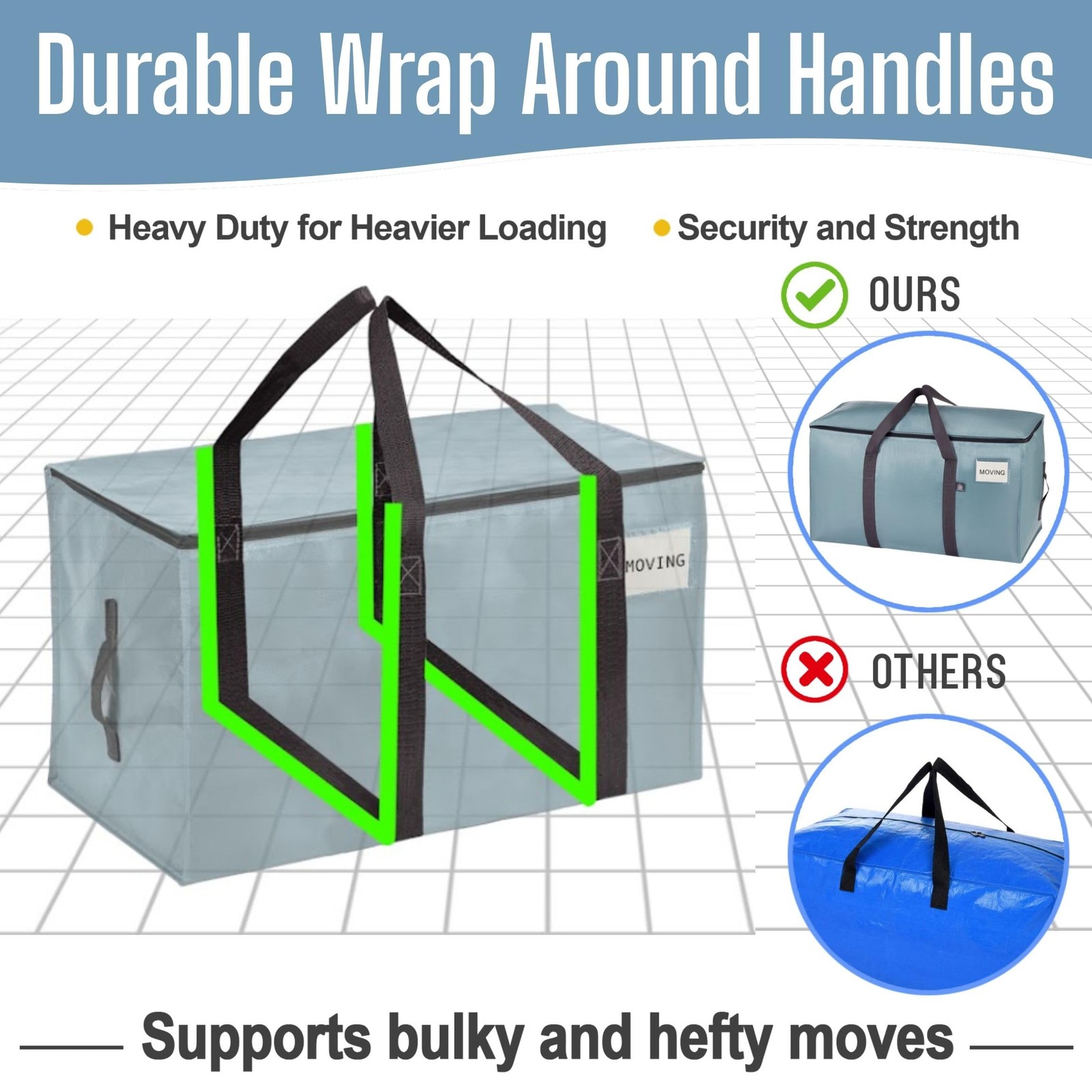6 Pack Heavy Duty Moving Bags, 90L Extra Large Moving Boxes Alternative, 50lb…