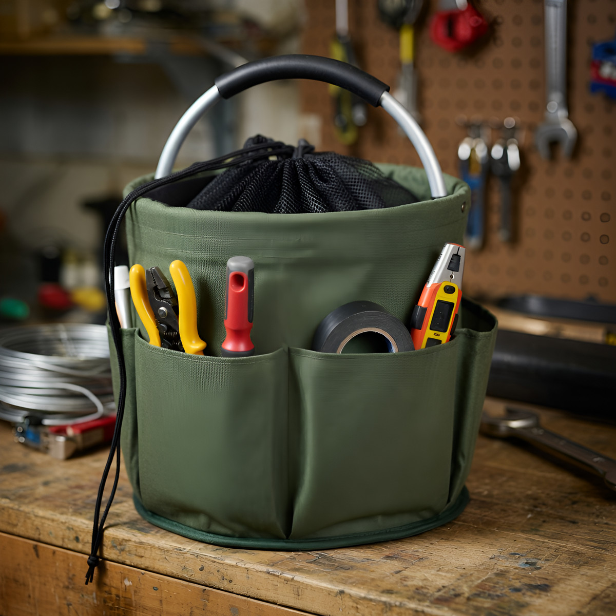Cleaning Caddy Organizer Bag with Handle Waterproof Oxford Cloth Storage Green