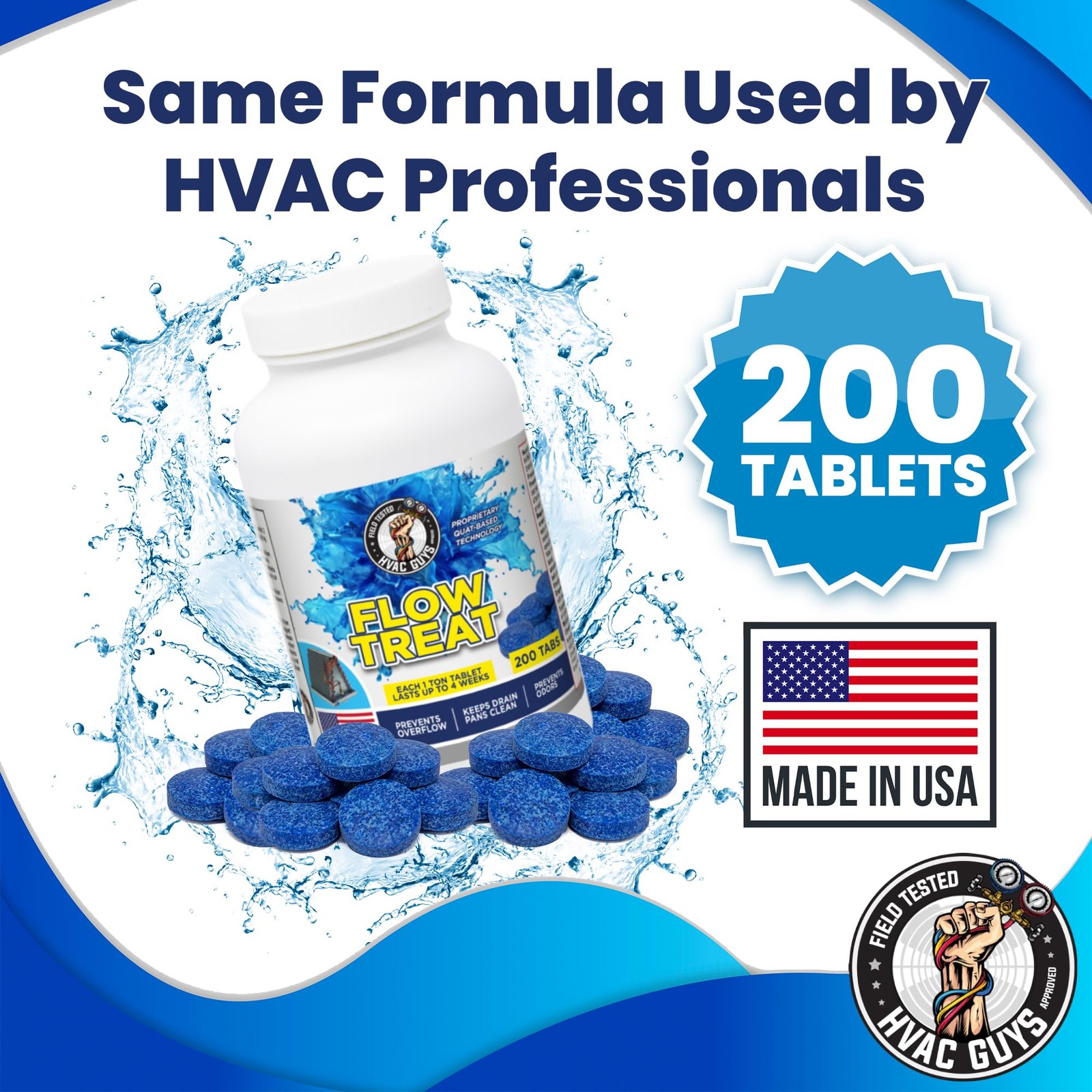 HVAC Flow Treat Tabs AC Drain Line Cleaner Prevents Odors Overflow 200 PCS