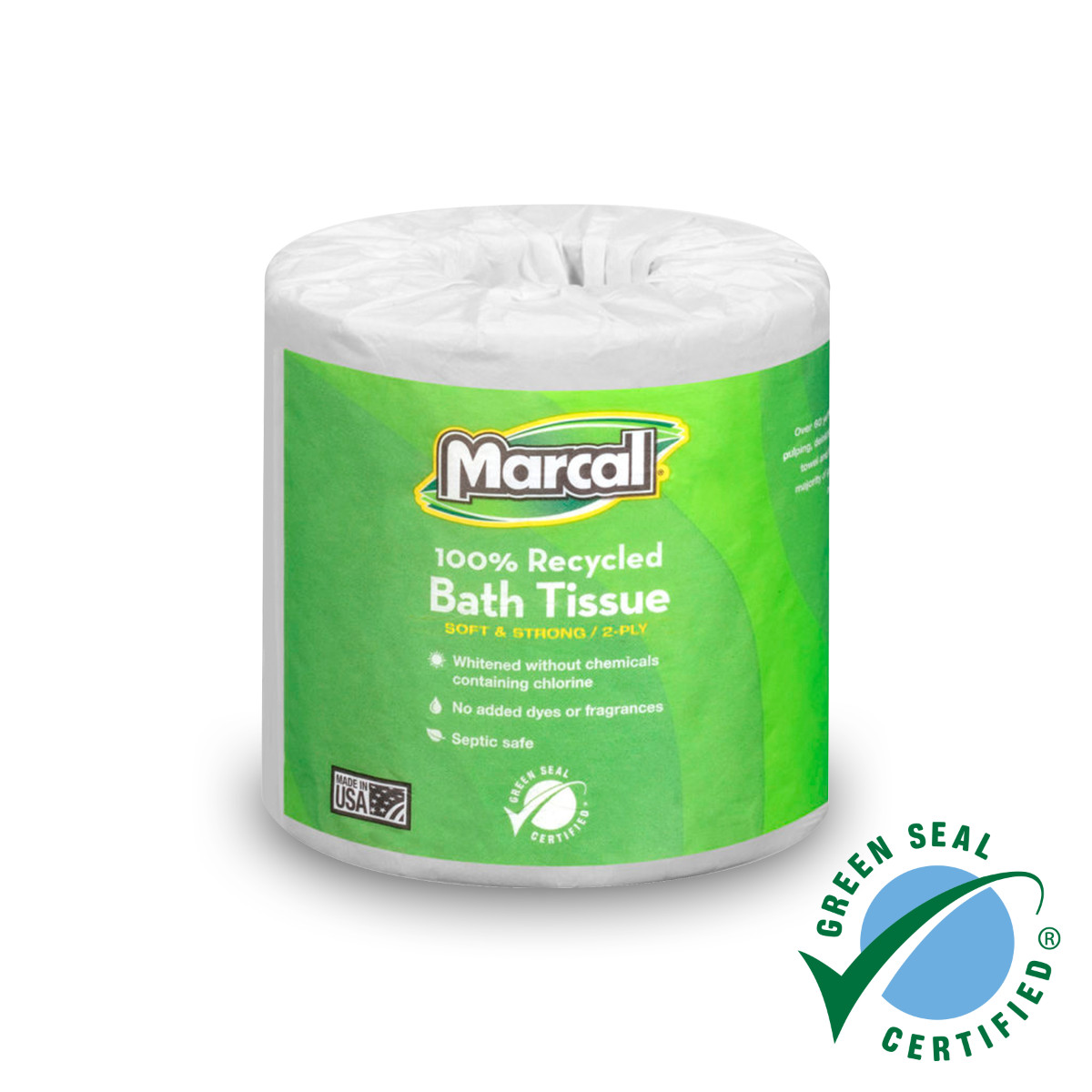 Standard Bathroom Tissue White 100% Recycled Fiber 4″ L x 3.5″ W | 48 Roll/Case
