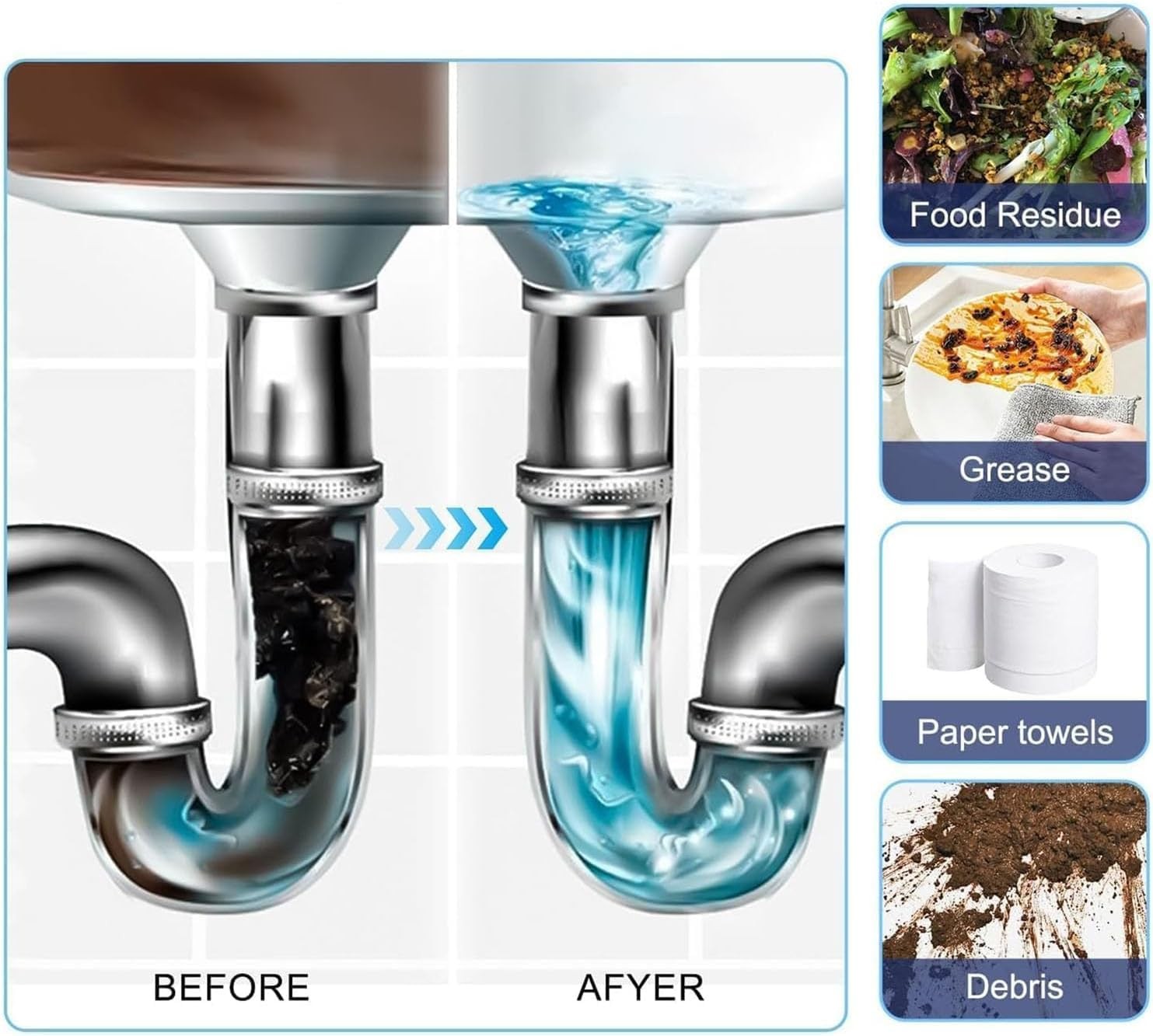 Powerful Drain Clog Remover Pipe Dredging Agent Powder Sink Toilet 350ml
