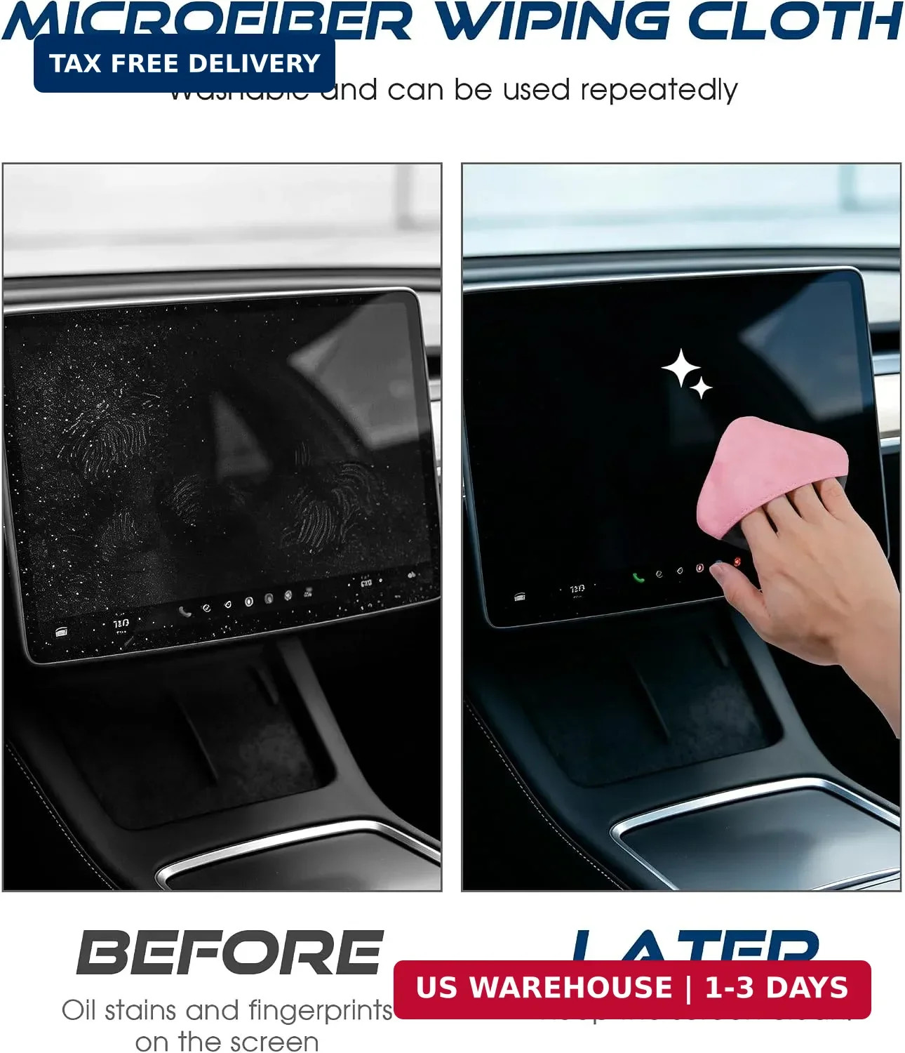 Car Screen Cleaner,Car Accessories Rapid Dust Removal Microfiber Cleaning Cloth