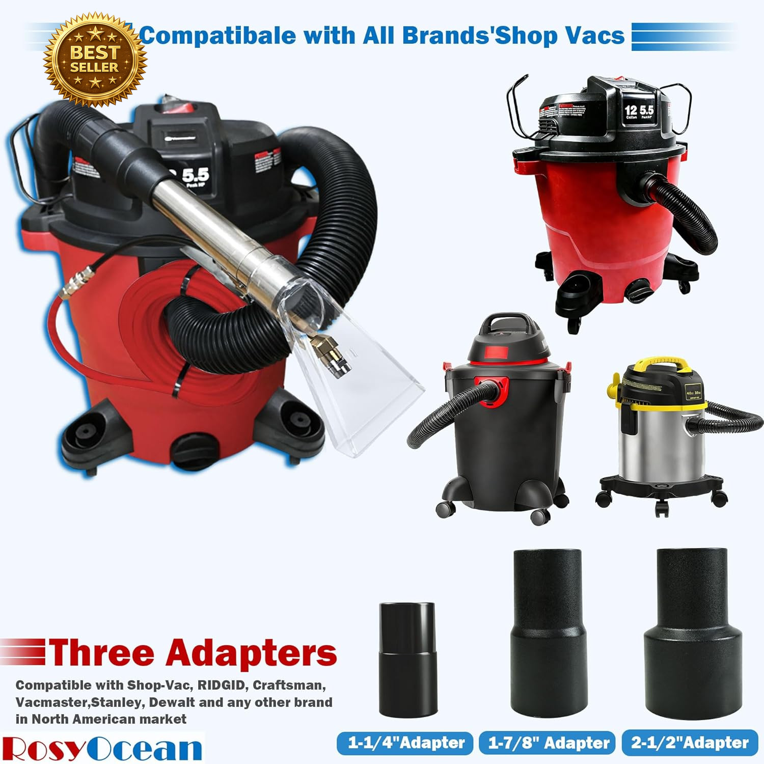 Shop Vac Extractor Kit Carpet Cleaner Attachment Universal Detailing Wand Hose