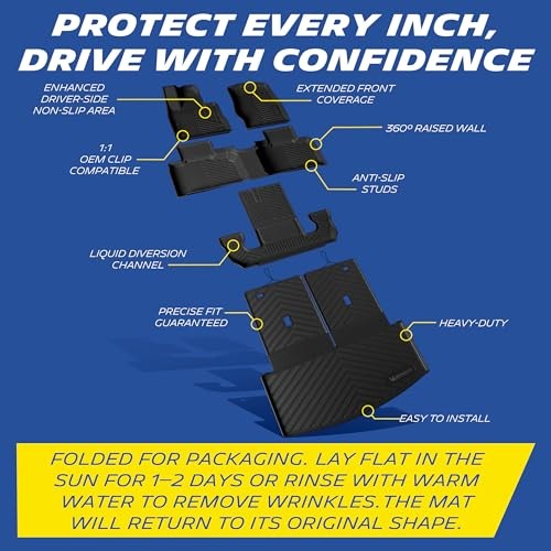 Vehicle Mats, All-Weather TPE Custom 2022-2026 Ford Explorer 6 Seats, Premier
