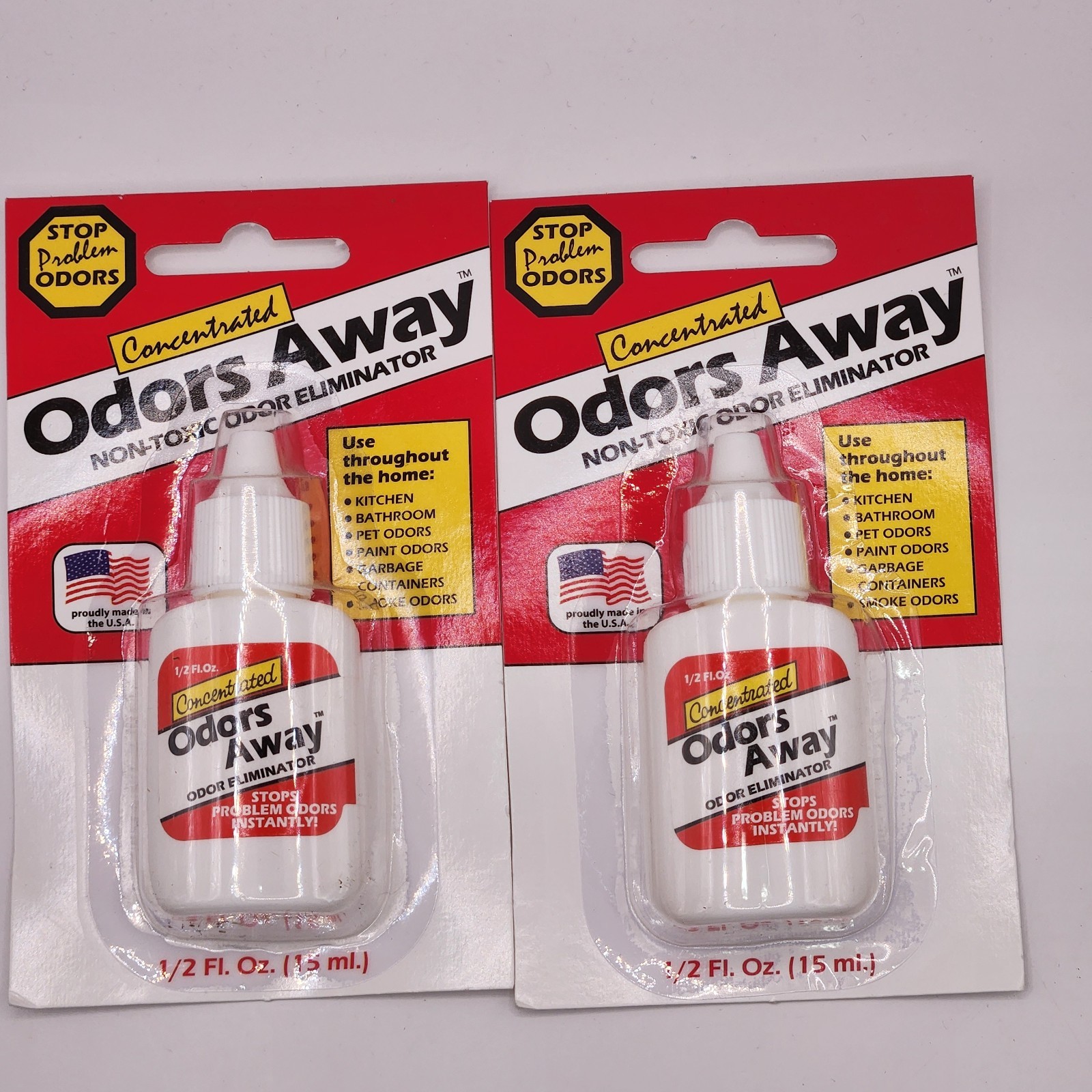 Lot of 2 – Odors Away Concentrated Odor Eliminator 1/2 fl oz Non-toxic