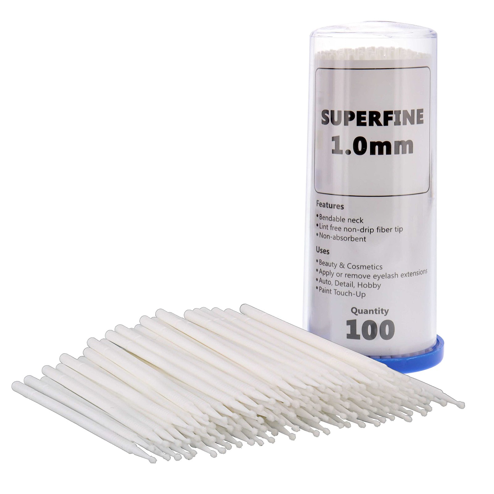 100 Paint Touch Up Brushes, Disposable Micro Brush Applicators, White with Fi…
