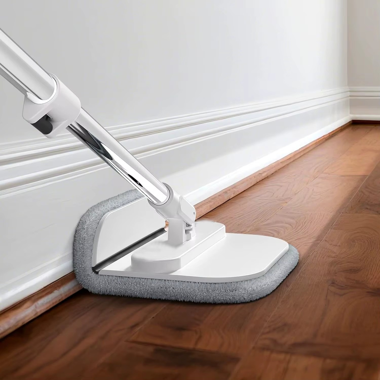 Round Flat Spin Mop Bucket Set Self Wringing Floor Cleaning System with 3 Pads