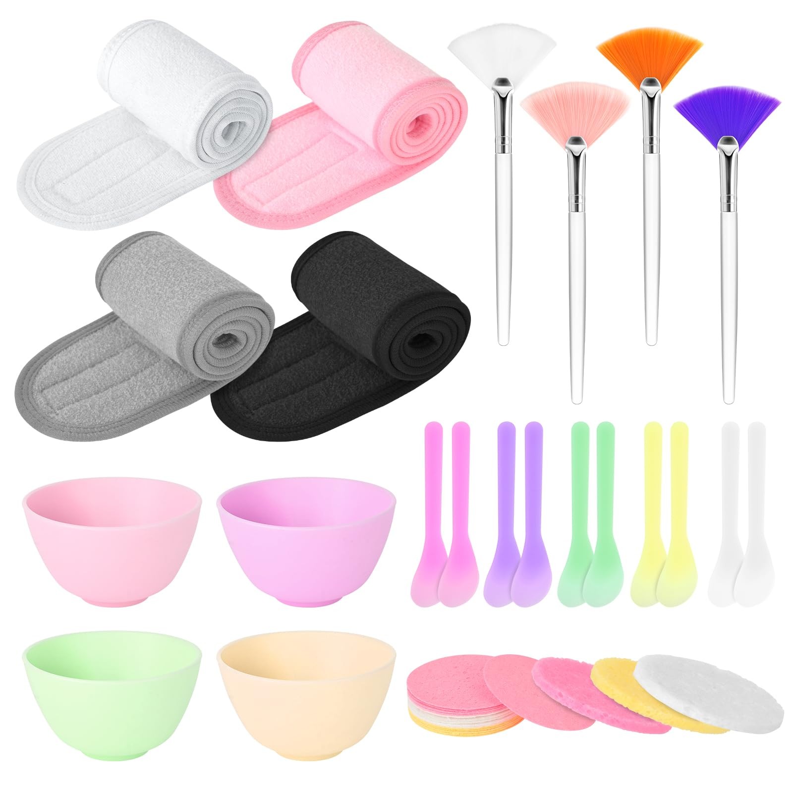 37 Pcs Set(Color Fan Brushes), Black White Gray Pink Skin Color Orange…