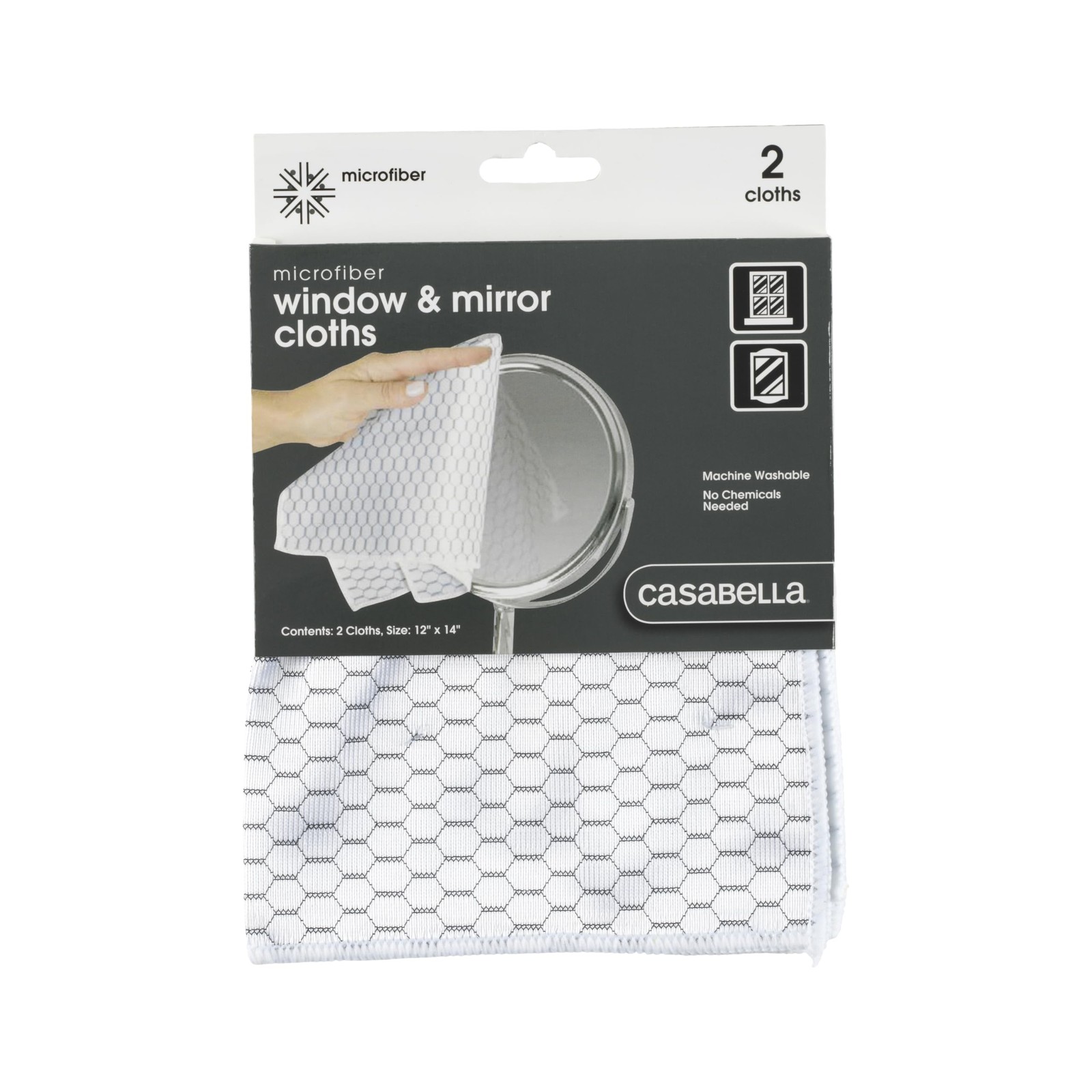 Casabella Lint Free Microfiber Cleaning Cloths 12X14 Set Of 2 For Glass Mirrors