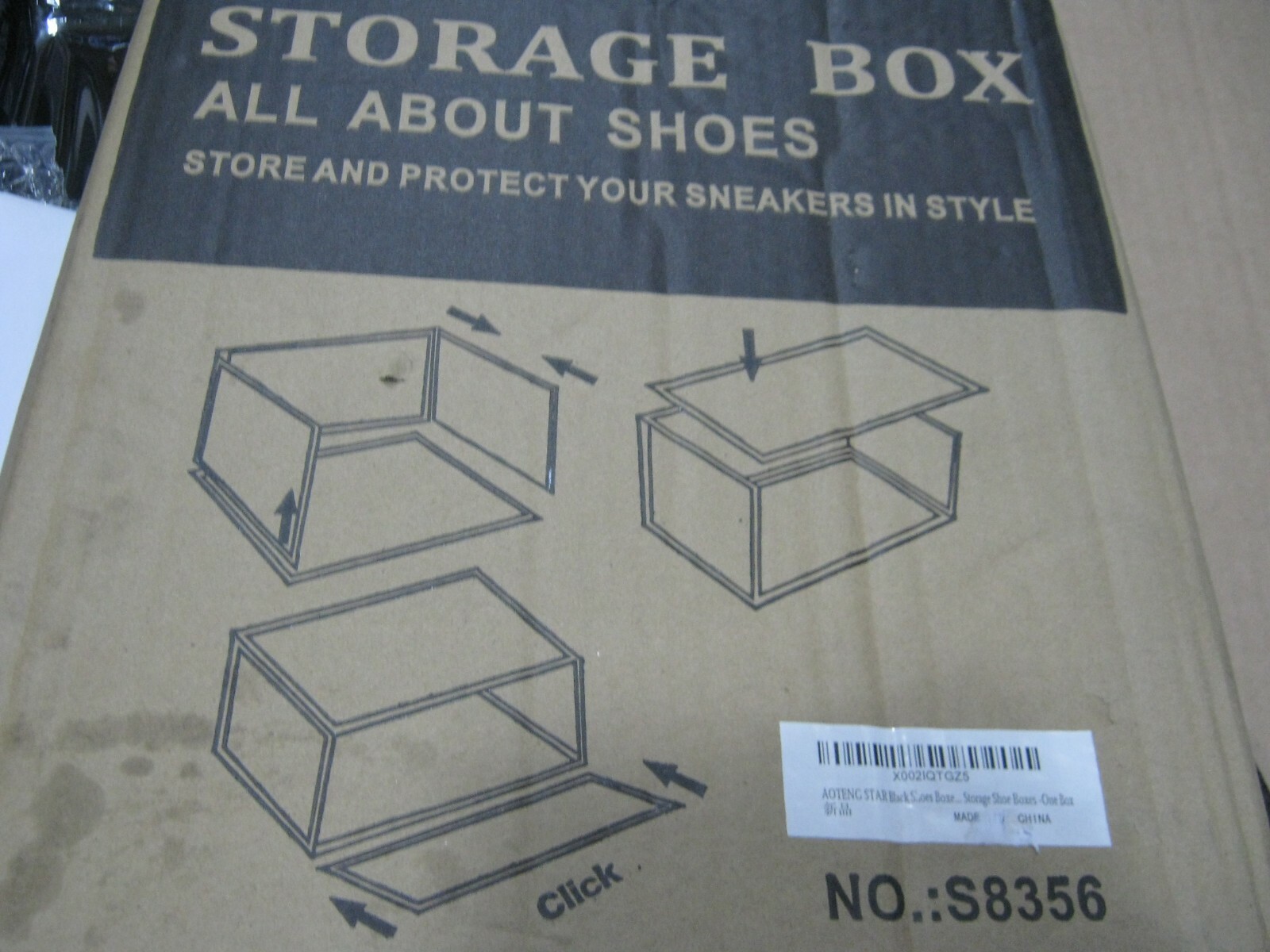 1 box AOTENG STAR Black Storage Shoes Box Womens Mens Shoe Display Plastic Box