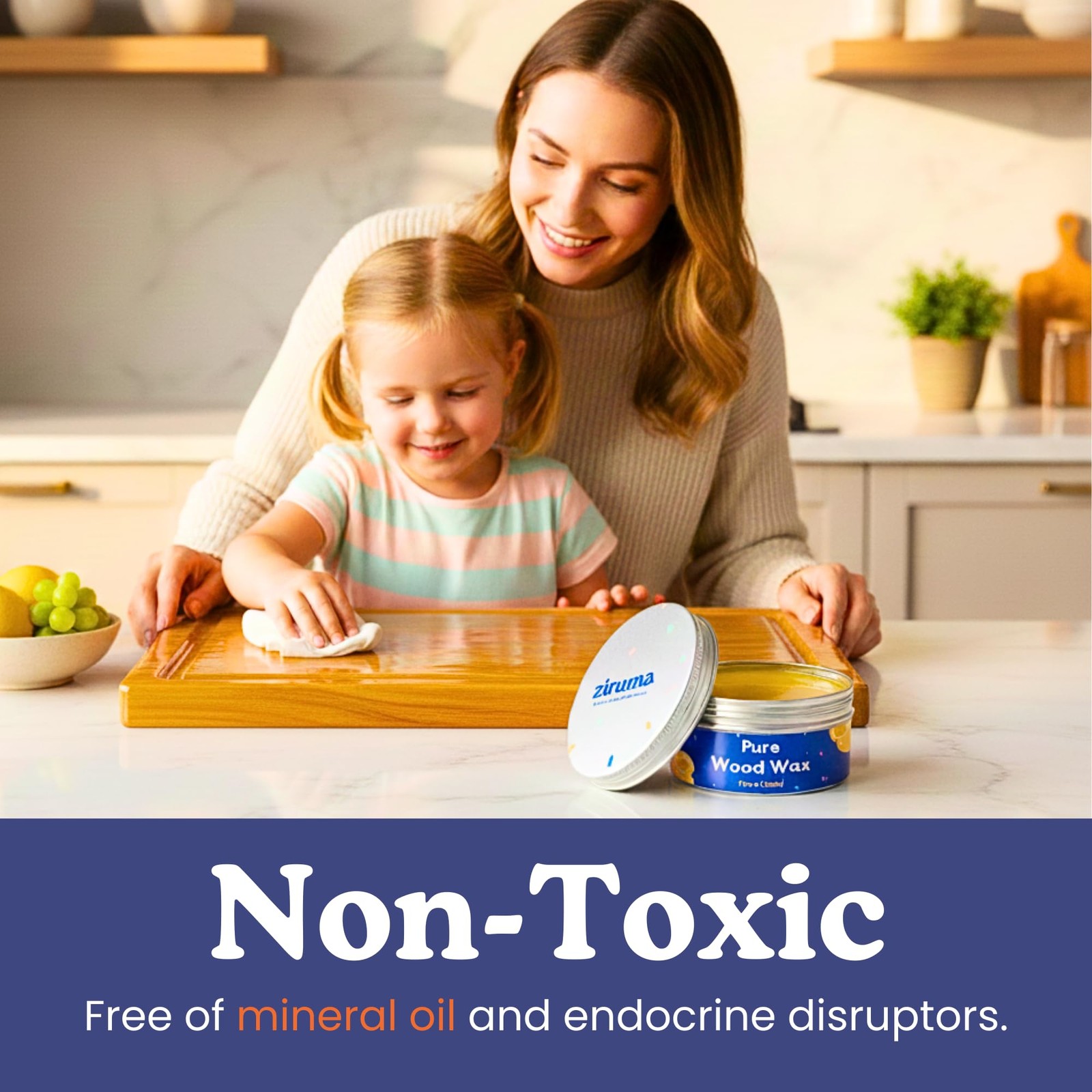 Non-Toxic Wood Wax, Mineral Oil Free, Made of Beeswax & Natural Oils, 7 oz