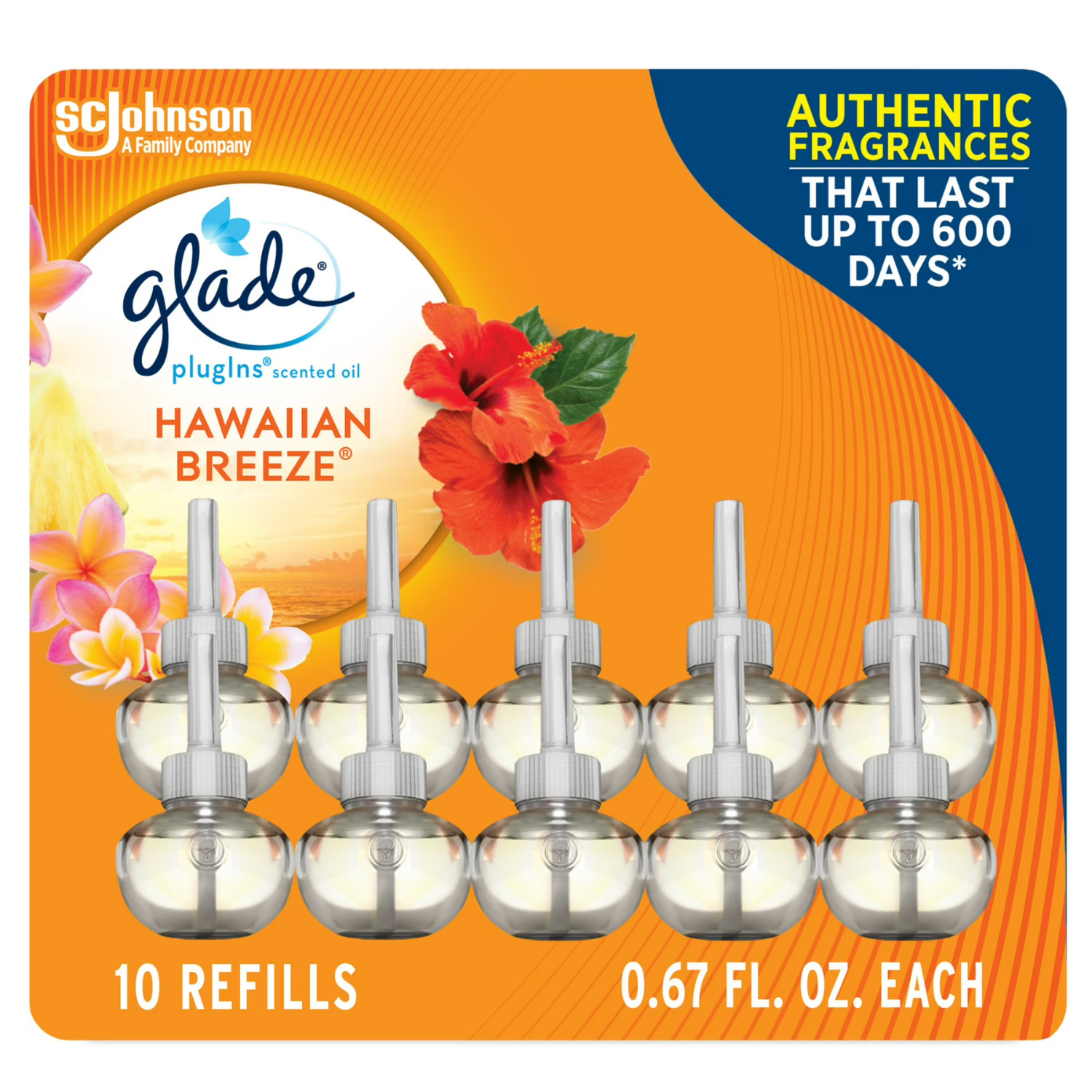 Glade PlugIns Scented Oil Refills Hawaiian Breeze 10 Ct 0.67 oz Each