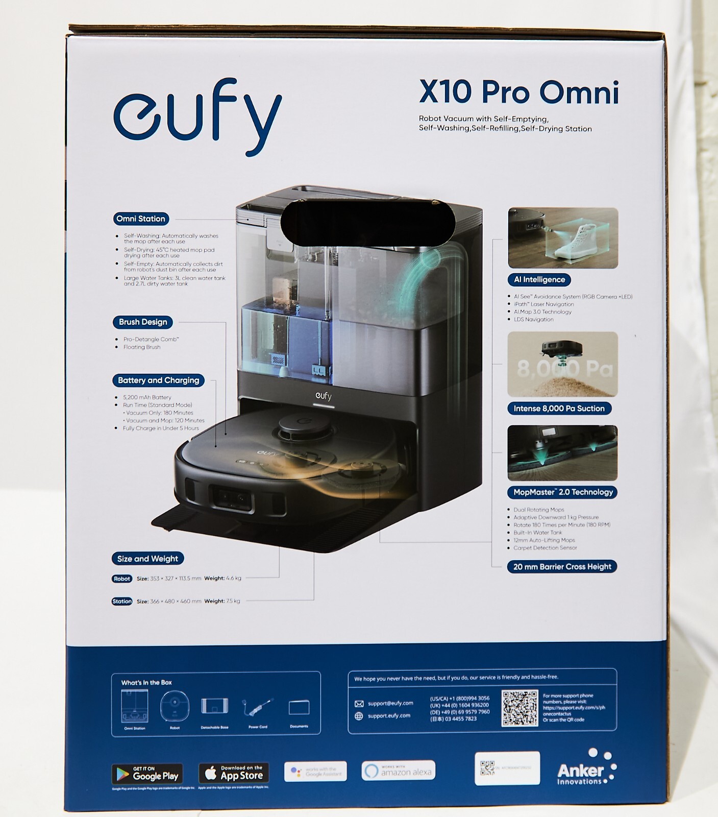 ✅ Anker Eufy X10 Pro Omni Robot Vacuum 8000Pa Dual Mops Auto Washing/Drying NEW