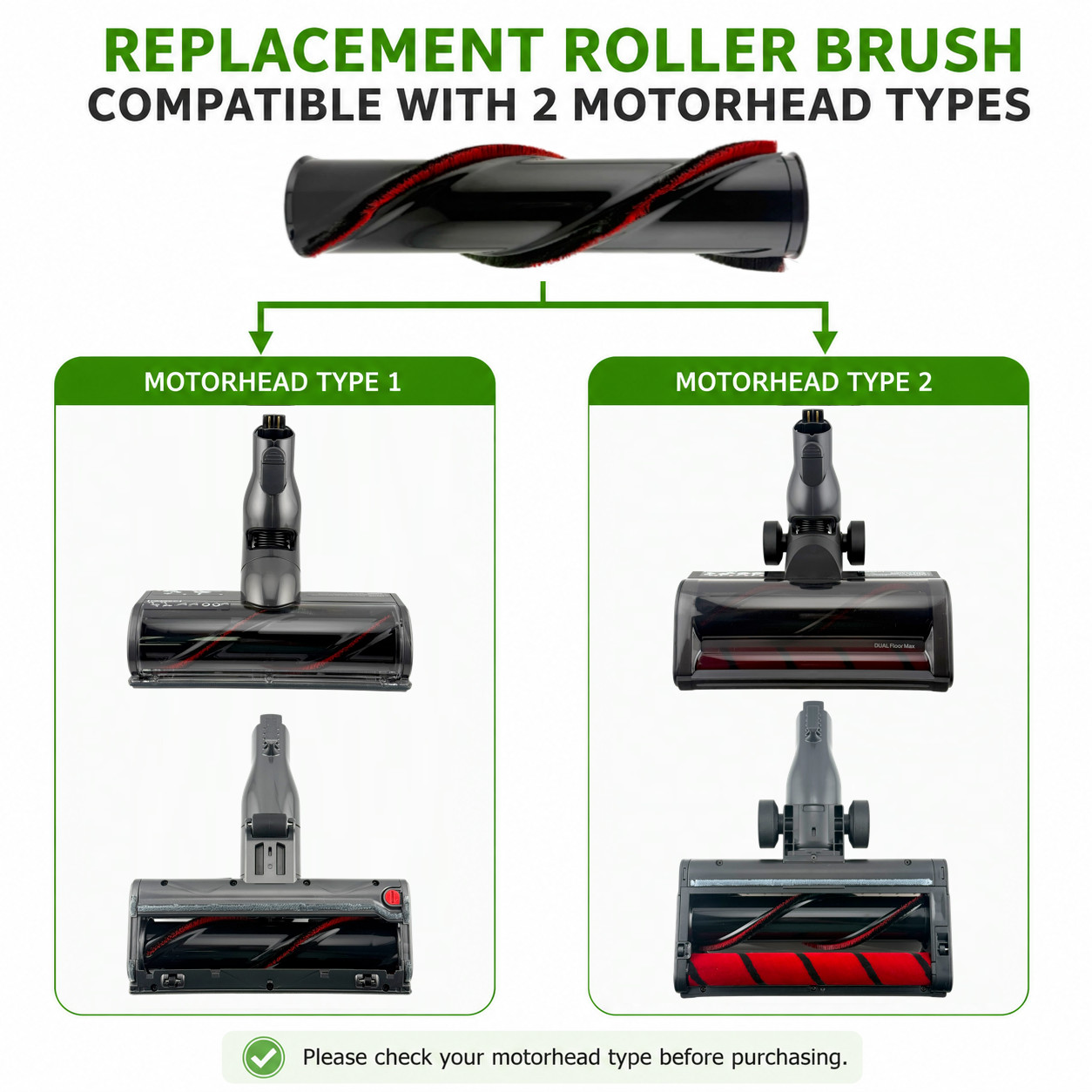 OEM LG CordZero Roller Brush Bar for Motorized Carpet Brush Head A9 Series