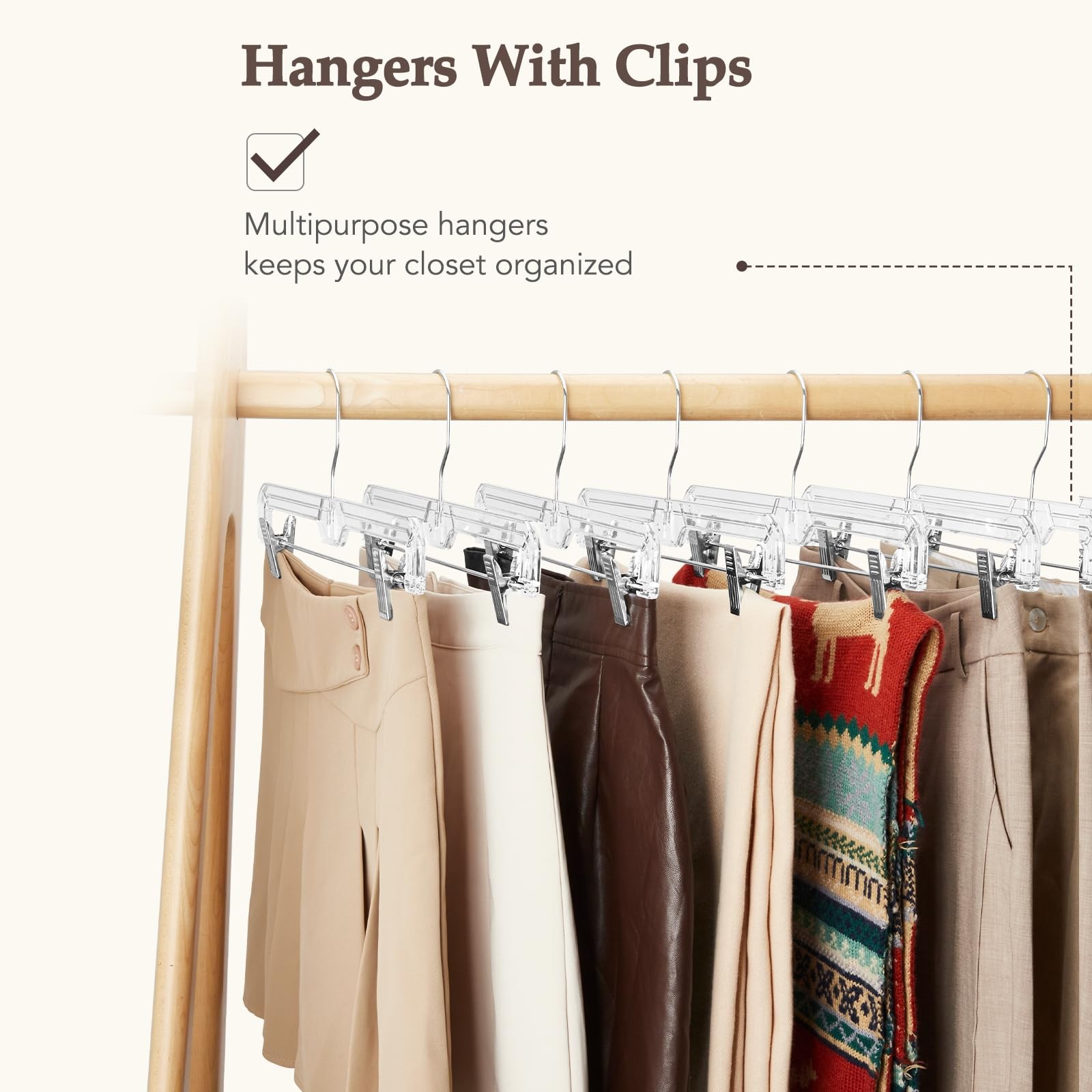 25 Pack Clear Pants Hangers With Clips Nonslip With Adjustable Heavy Duty Slim P