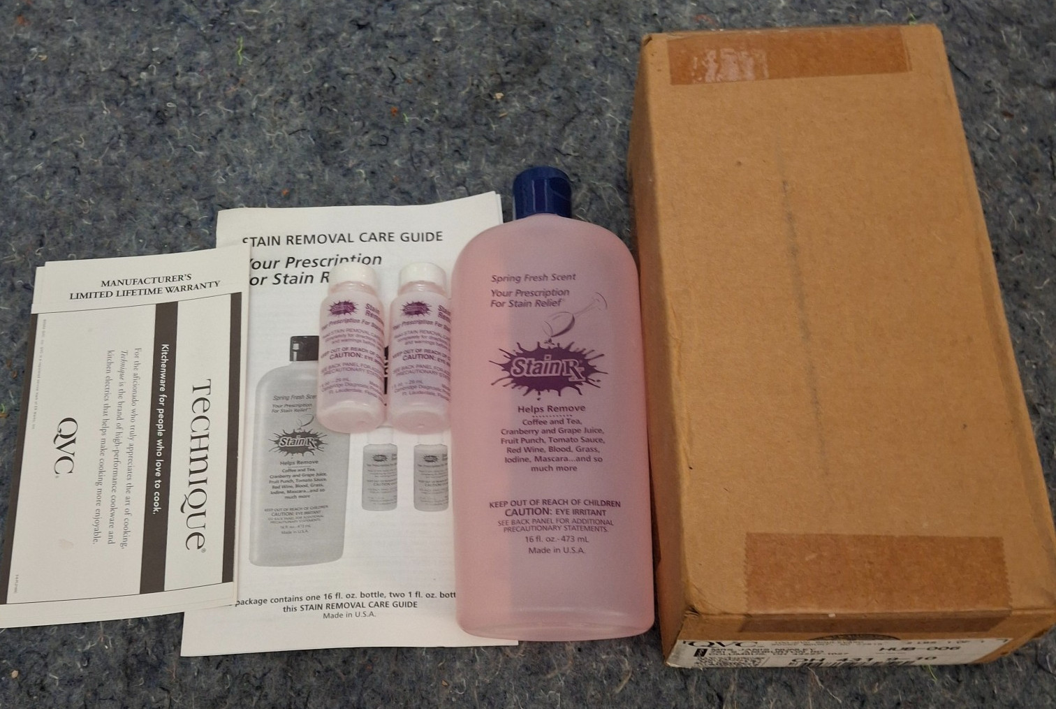 StainRX Stain Remover Solution 16 oz Bottle Wine Blood Juice Stain Removal QVC