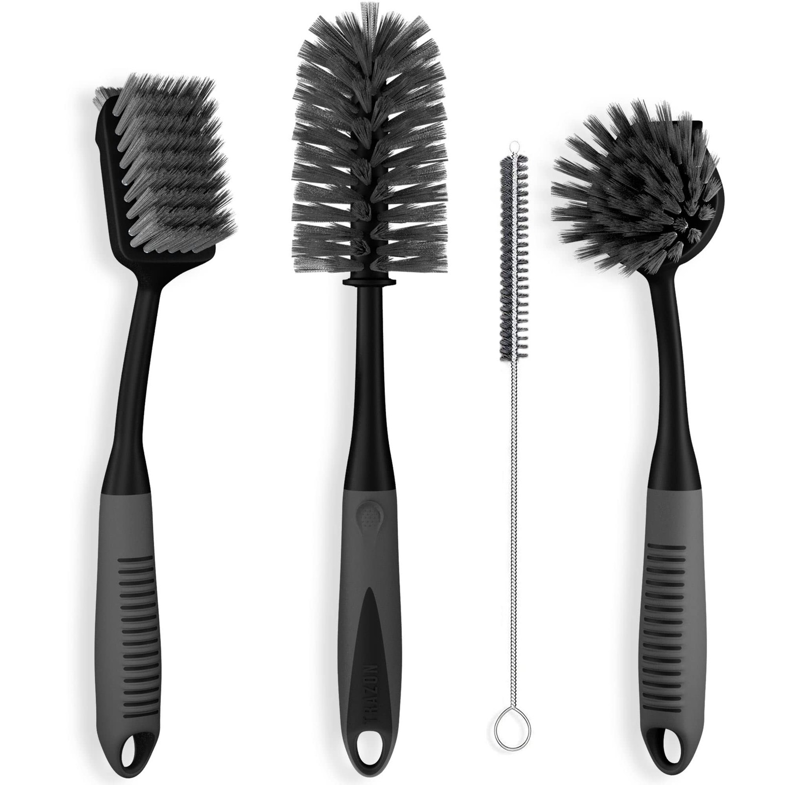 Dish Brush Set of 4 – Kitchen Scrub Brushes with Non-Slip Long Handle for Cle…