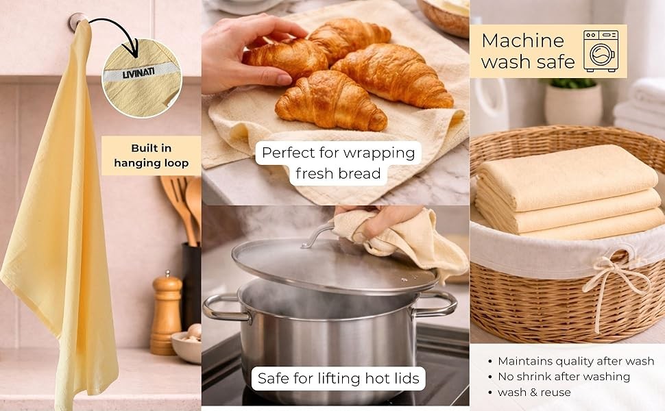 Natural – Blank Plain – Linen Tea Towels For Kitchen – For Crafting Embroidery