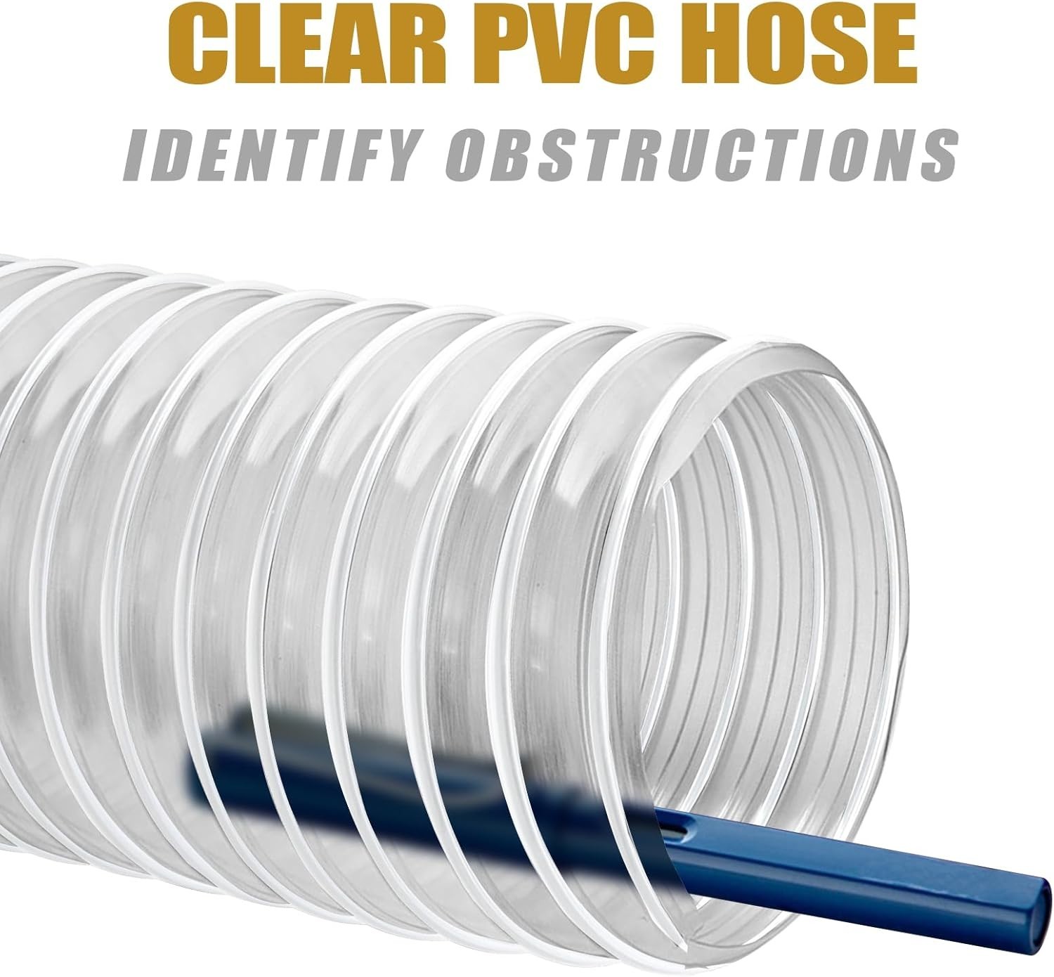 2 1/2″ x 20′ Flexible Clear PVC Dust Collection Hose – Puncture Resistant with C