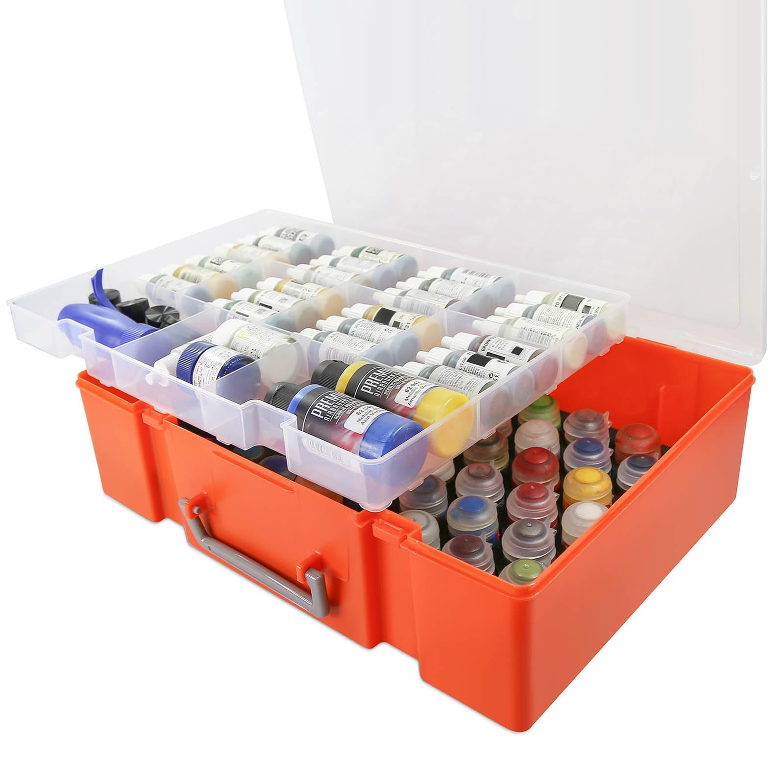 Evemodel SN03S Paint Organizer 60 Holes Diameter 32.5mm Dual-layer Portable Box