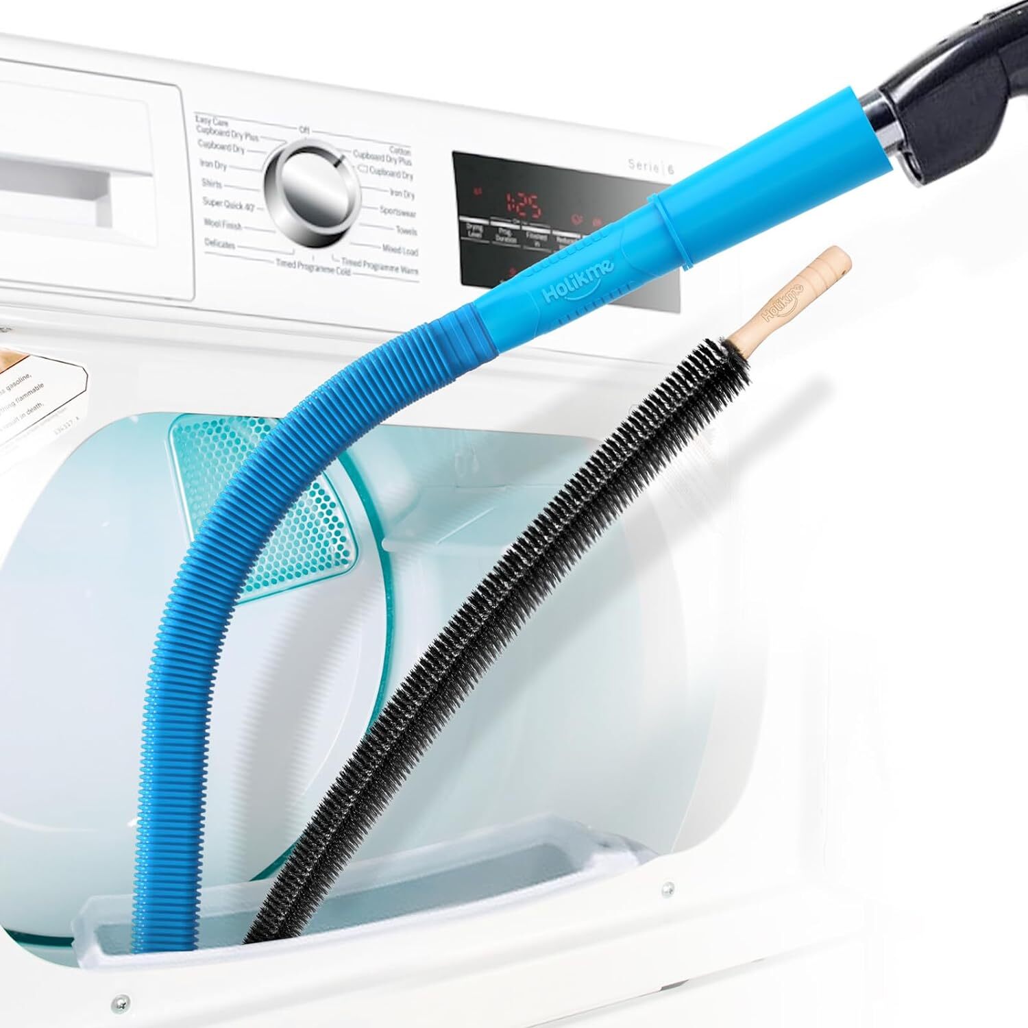 Holikme 2 Pieces Dryer Vent Cleaner Kit, Lint Vacuum Attachment Blue