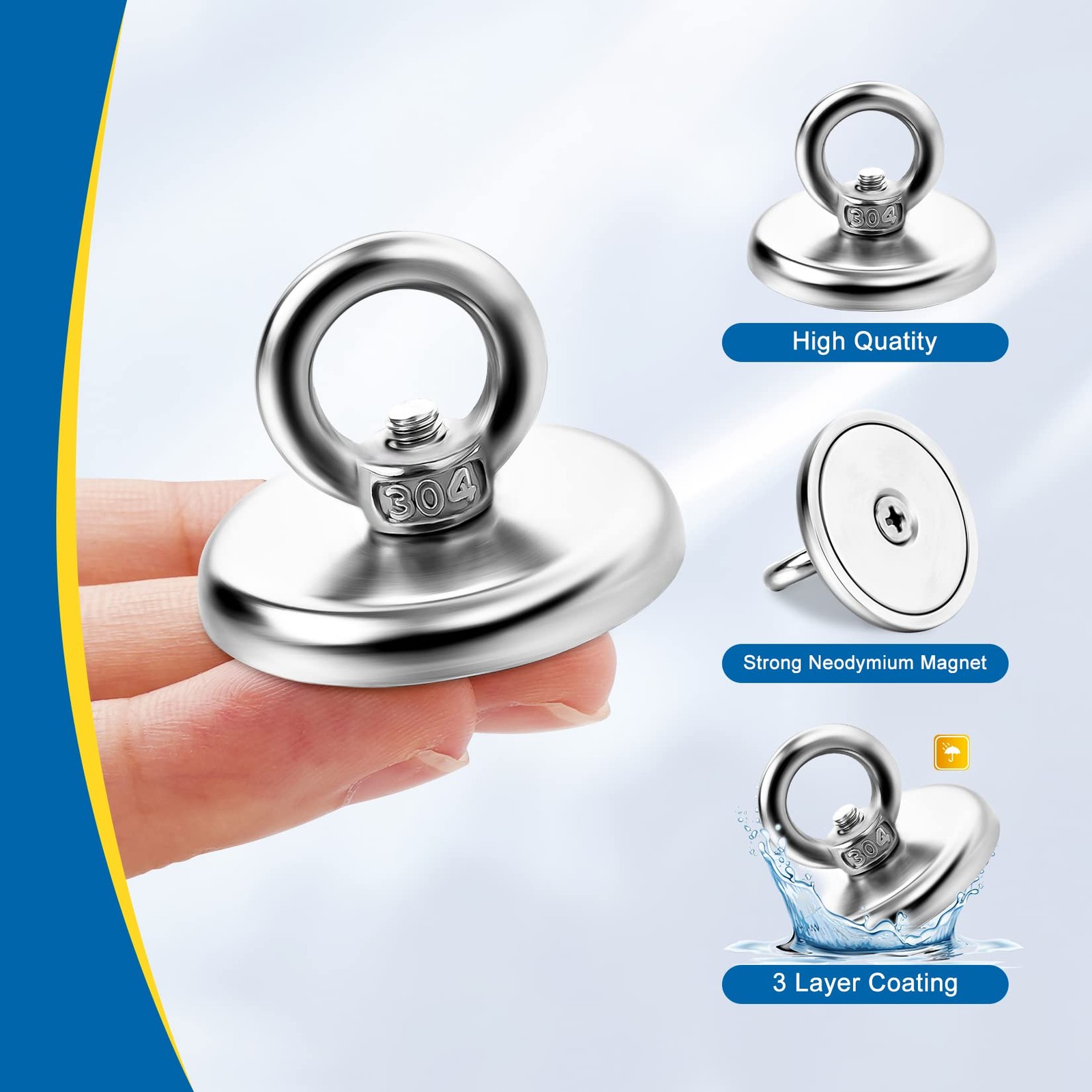 Strong Magnetic Hooks 10 Pack, 100 LBS Pulling Force Rare Earth Neodymium
