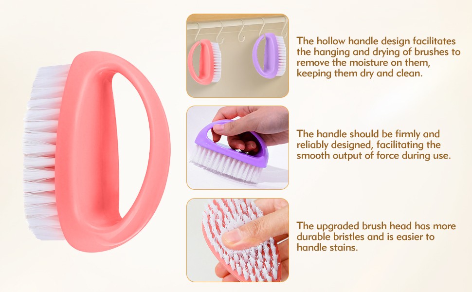2 Pack Small Scrub Brush,Heavy Duty Stiff Nylon Bristles Cleaning Brush,Durable