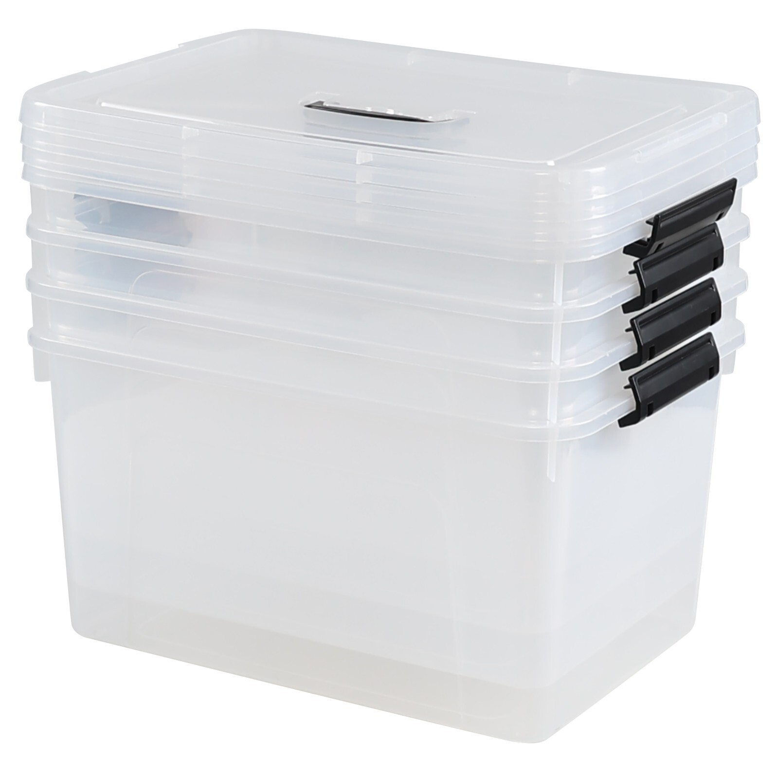 Cand 4 Pack 18 L Plastic Storage Bin with Lid, Clear Latching Box