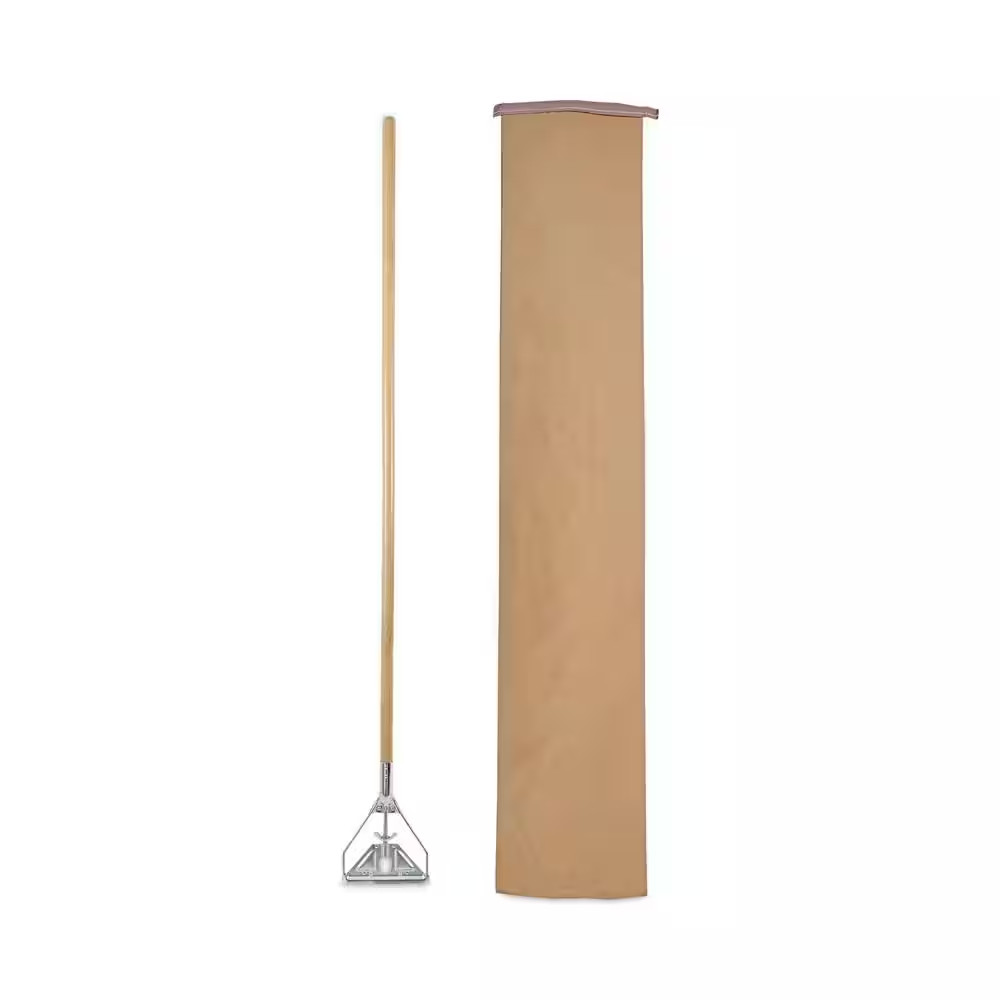 Boardwalk 63 in. Natural Wooden Mop Handle and Screw Clamp Metal Head