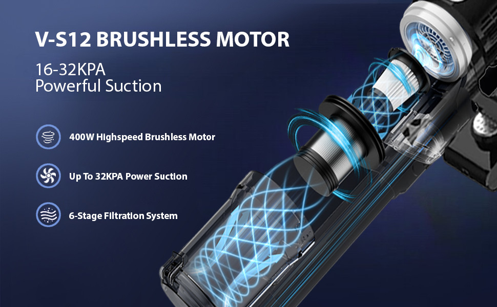 VYKLO V12 32Kpa 65Mins Cordless Handheld Stick Vacuum Cleaner Hard Floor Carpet