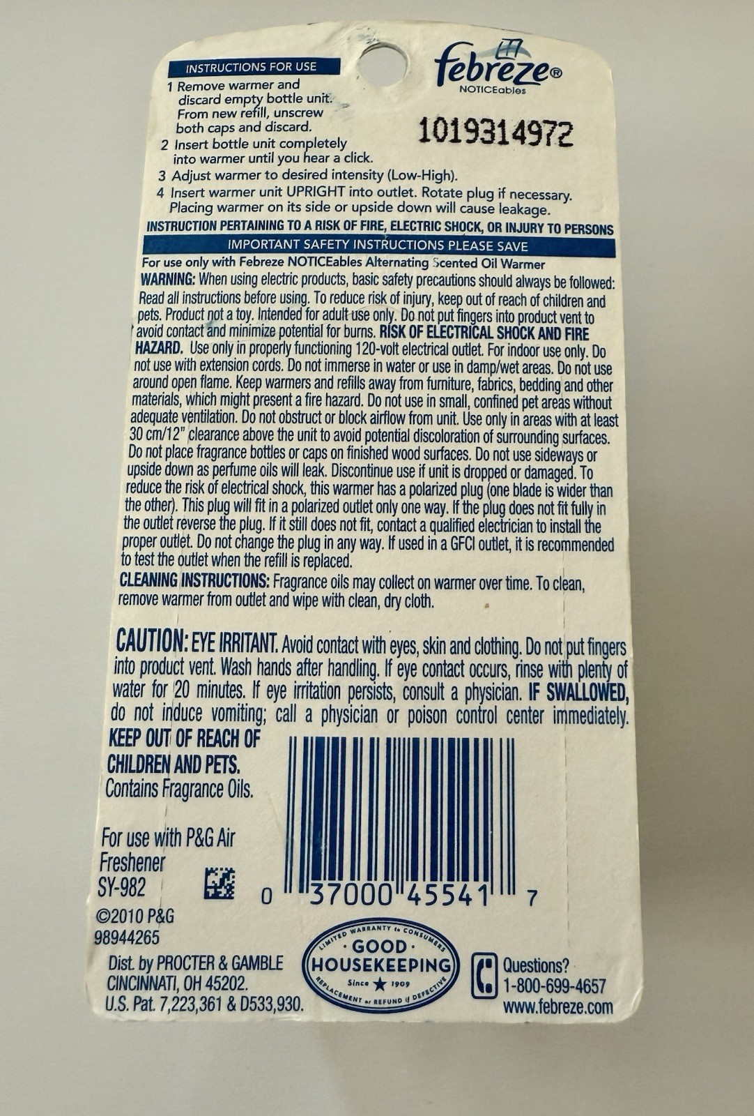 Febreze Noticeables Linen & Sky Dual Scented Oil Air Freshener Refill .87oz NIP