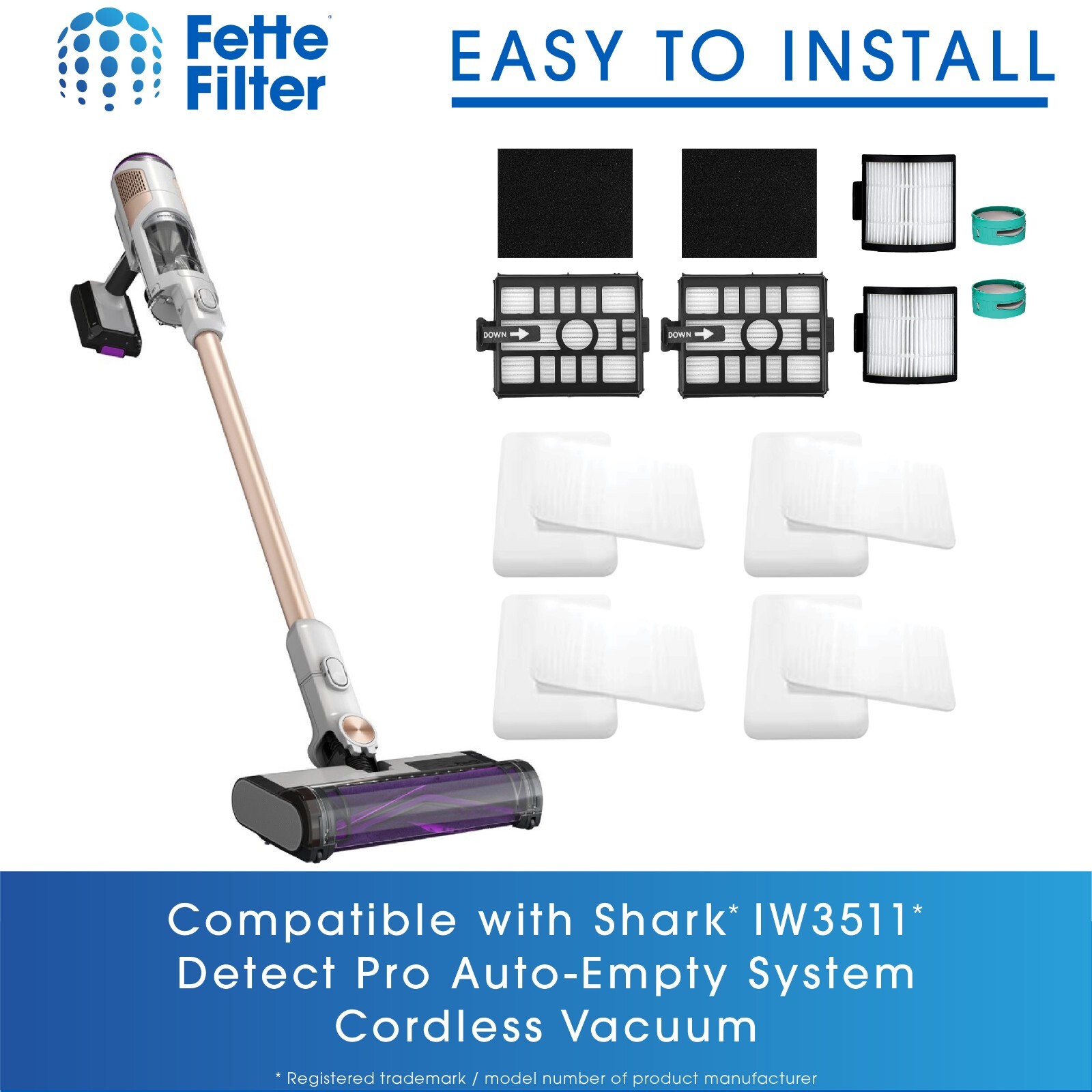 IW3511 Filters Replacement for Shark Detect Pro Cordless Stick Vacuum