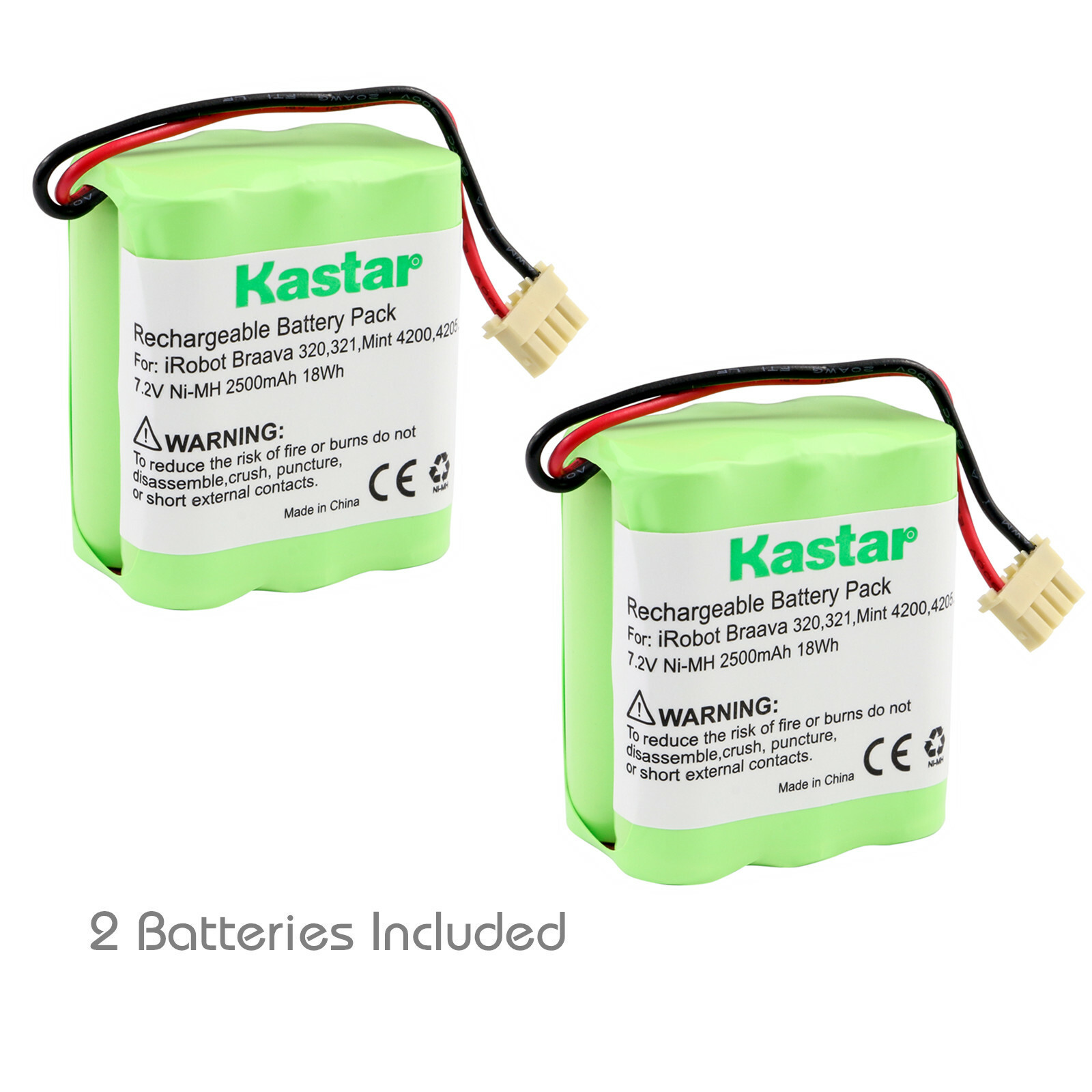 Kastar 2-Pack Vacuum Battery for iRobot Braava 320 321 Mint 4200 4205 Robotic