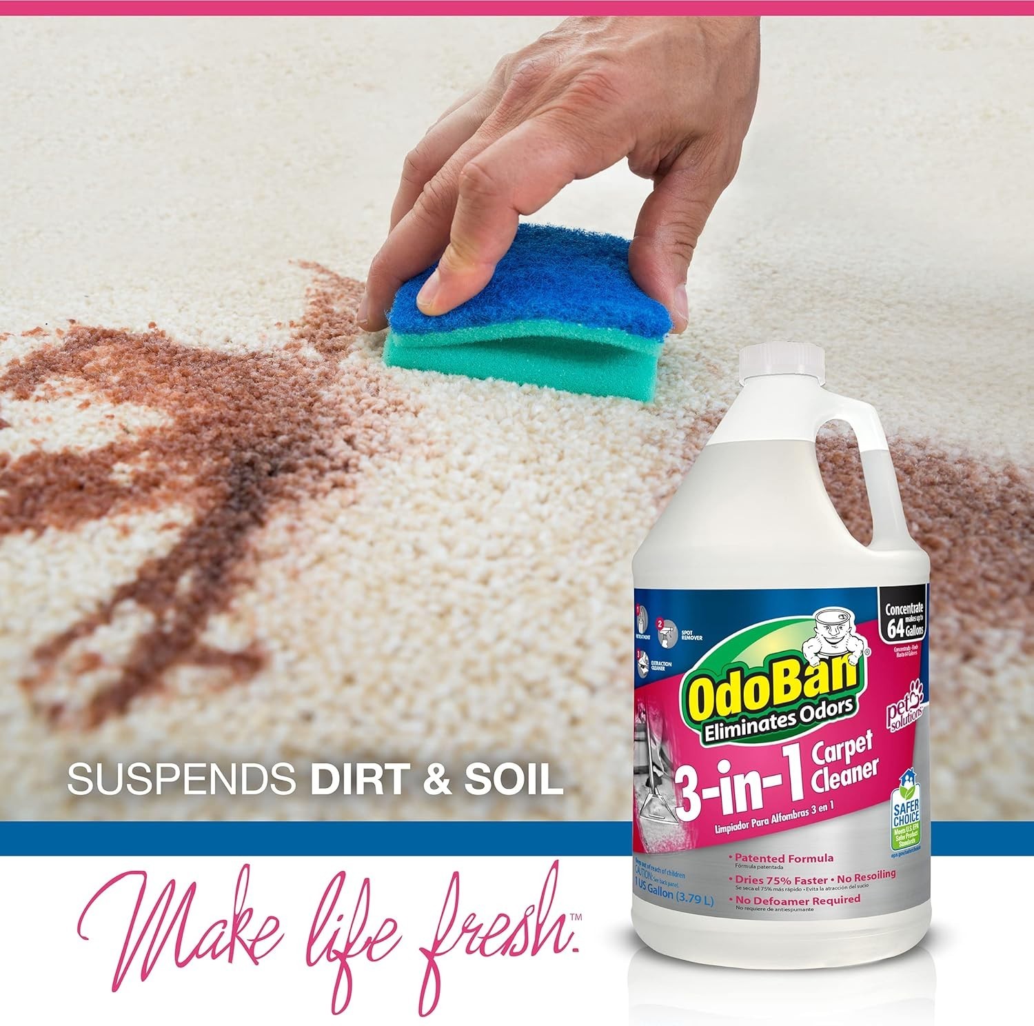 Deep Cleaning 3-in-1 Carpet Cleaner, 128 Fl Oz – Eco-Friendly & Effortless Care