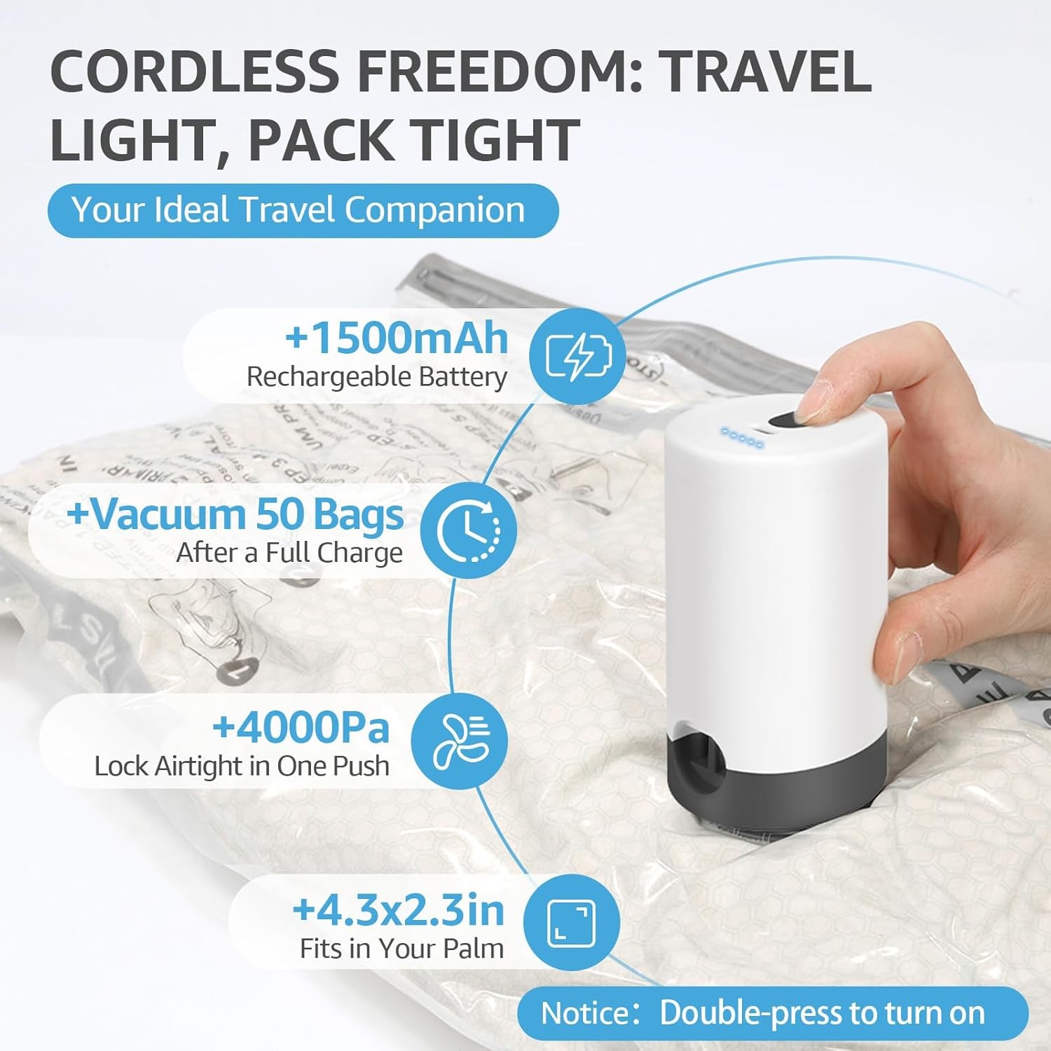 15 Pack Vacuum Bags with Pump 3 Sizes for Travel Clothing Compression Luggage