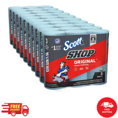 NEW Ultra-Strong Blue Shop Towels – 1-Ply 9×11 Cleaning Wipes (30 Rolls Total)