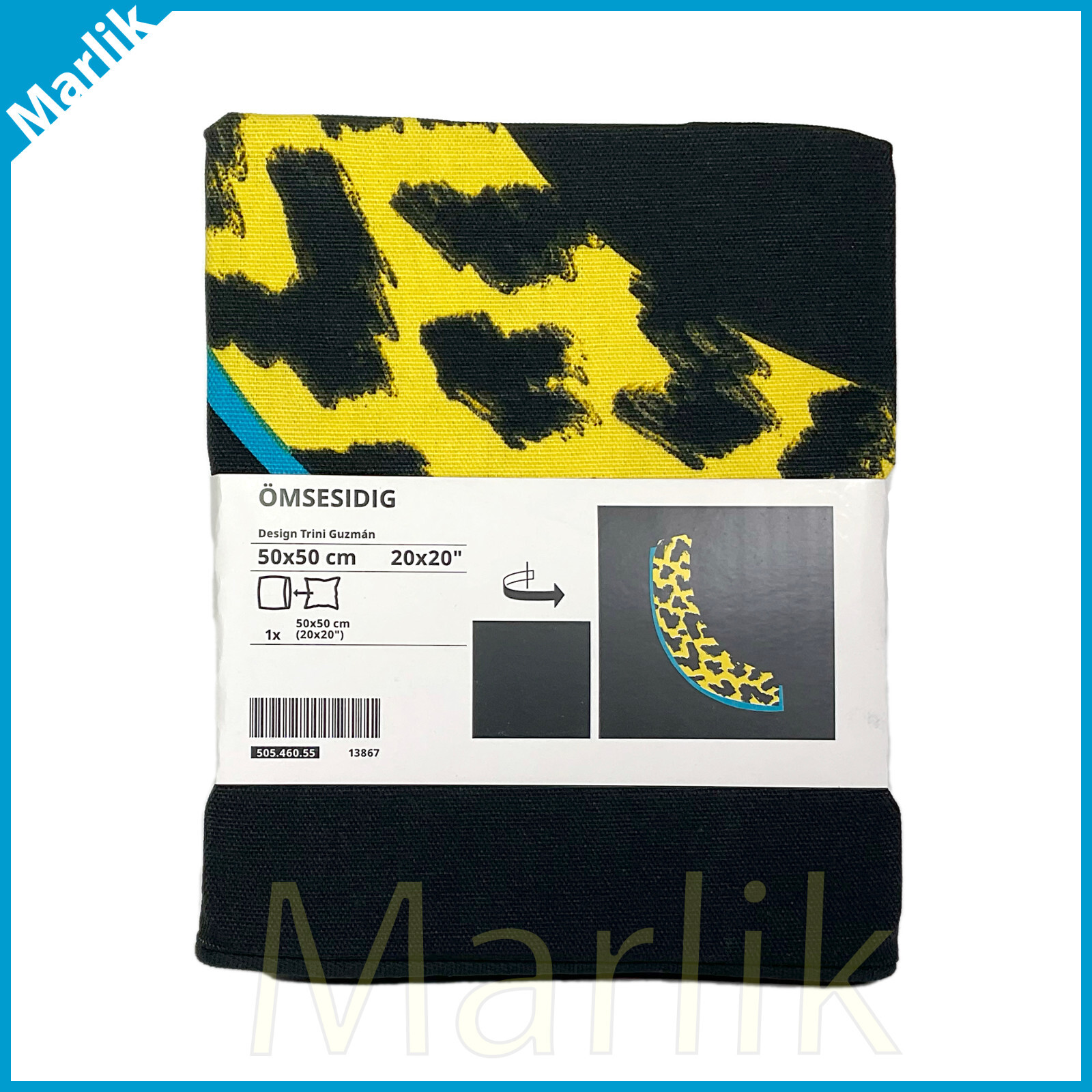 Limited Edition, IKEA Omsesidig Cushion Cover 100% Cotton 20×20″ By Trini Guzman