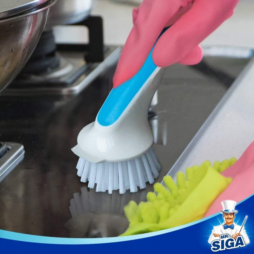 Pot and Pan Cleaning Brush, Dish Brush for Kitchen, Lake Blue, Pack of 2