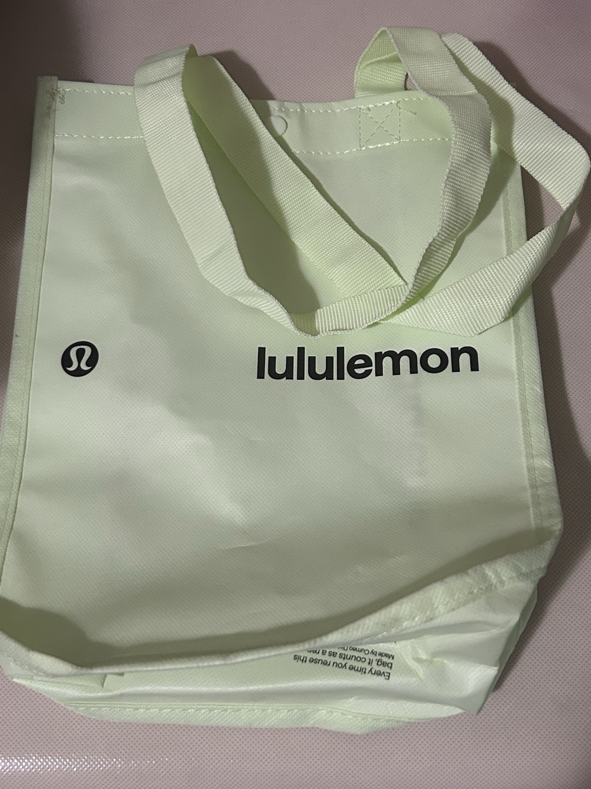 Lululemon Reusable Shopping Tote Bag Light Green Small 11×9.5 in, NEW