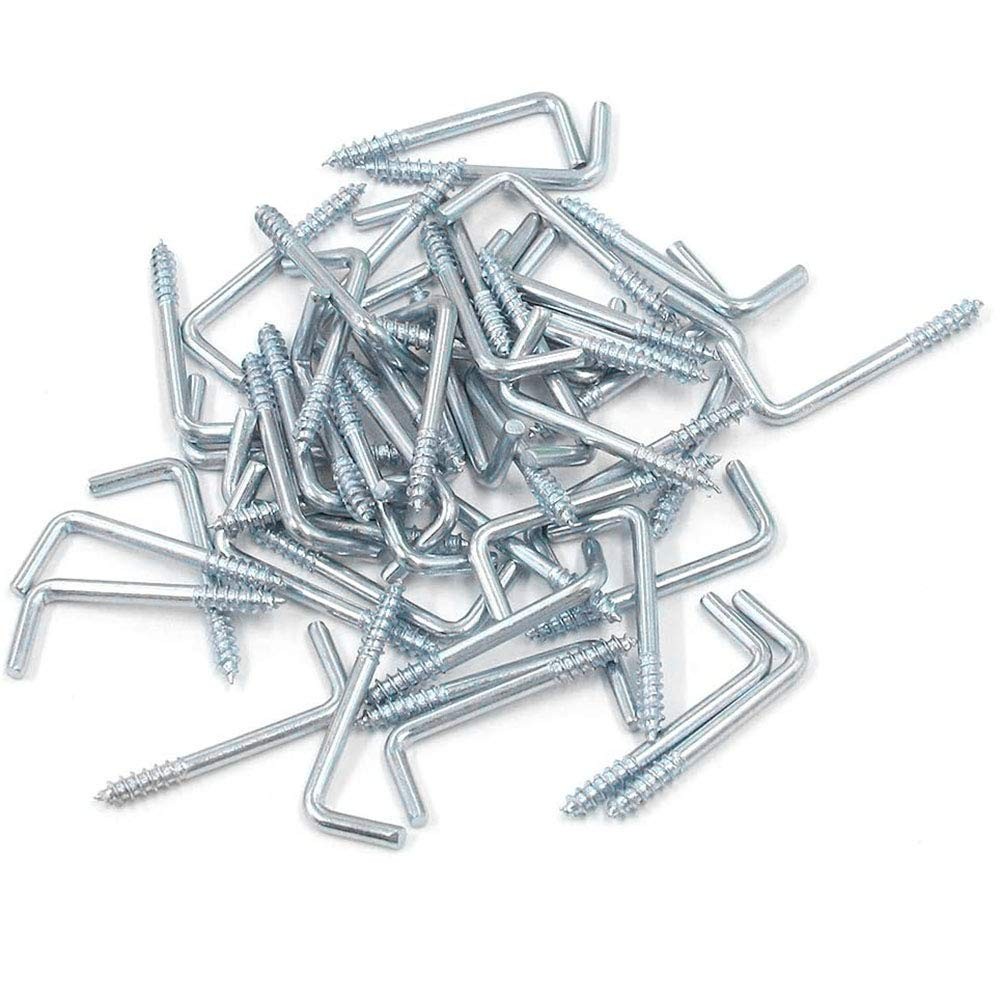 40 PCS 1.3×0.5 inch L-Shape Carbon Steel Self-Tapping Screw Hooks Black