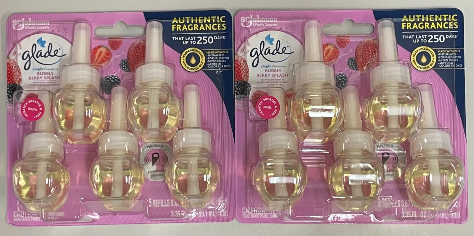 10 Glade PlugIns Scented Oil Refills, Bubbly Berry Splash, 2 x 5 pack